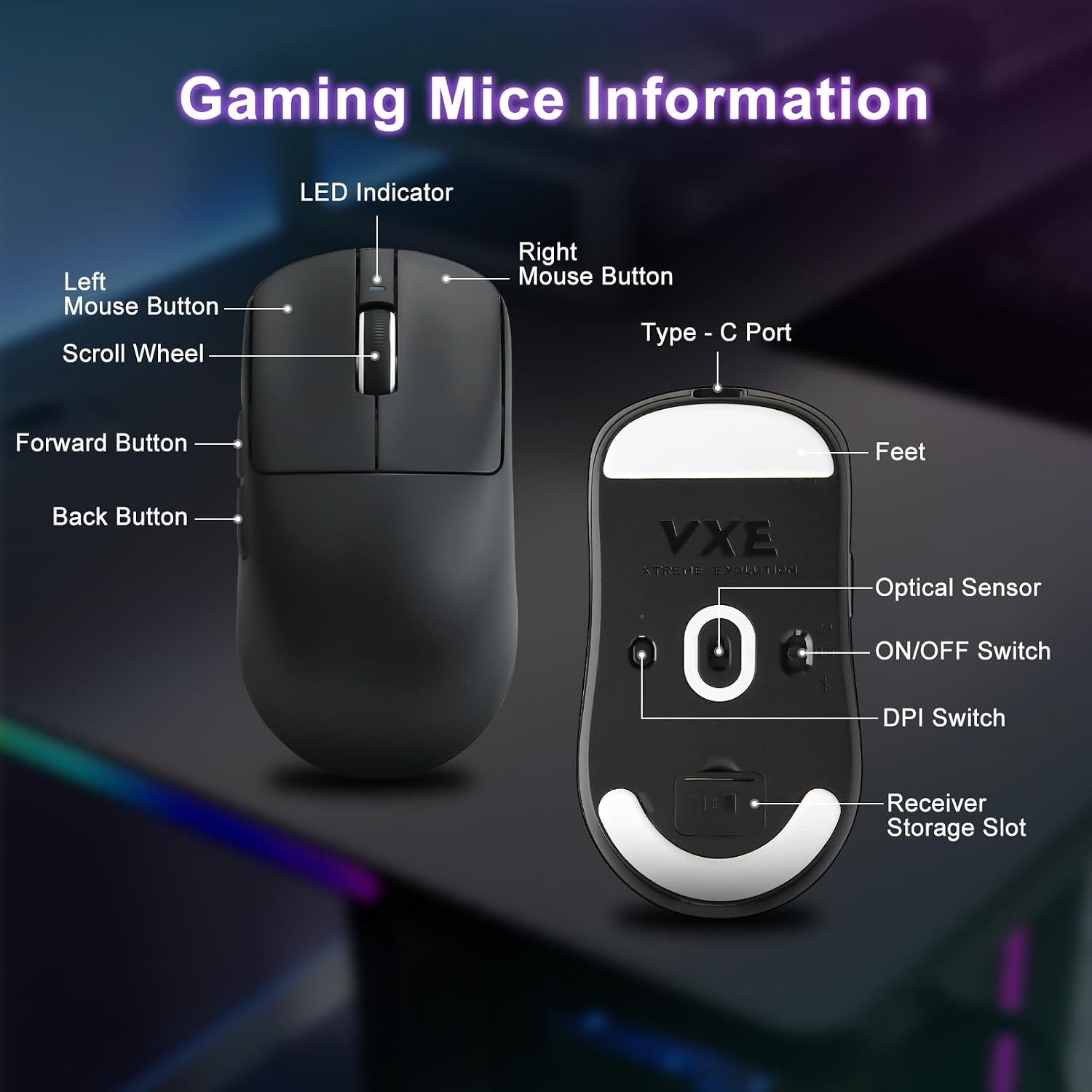 Thumbnail 6 de MIKIBY R1 SE+ Gaming Mouse — 18000 DPI, PAW3395 SE Sensor, 55g, Tri-Mode USB-C/2.4G/BT5.0, Programmable Ergonomic