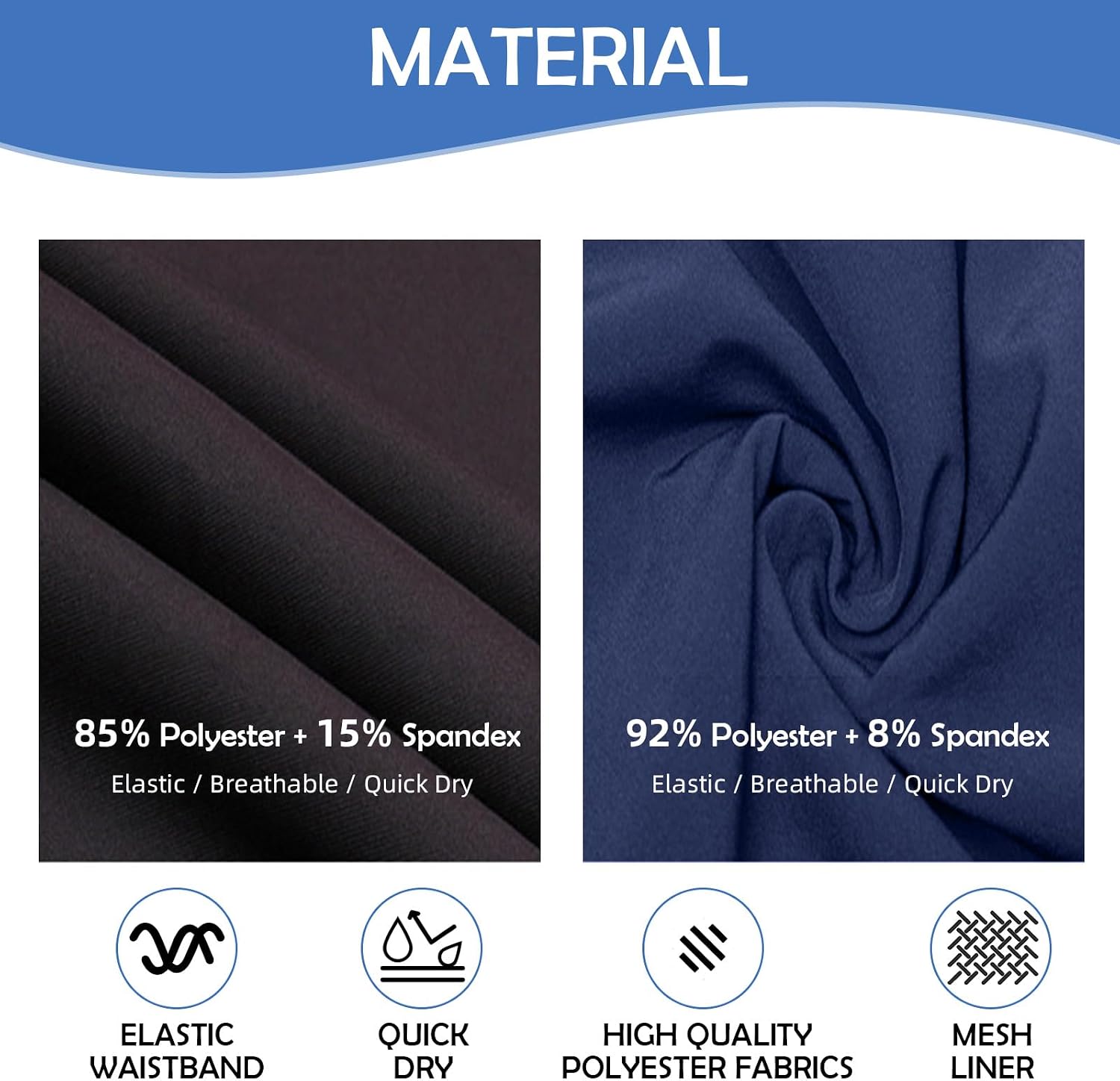 Detalle de SEDEX Mens Swimming Shorts with Zipper Pocket – 2 in 1 Quick Dry Trunks
