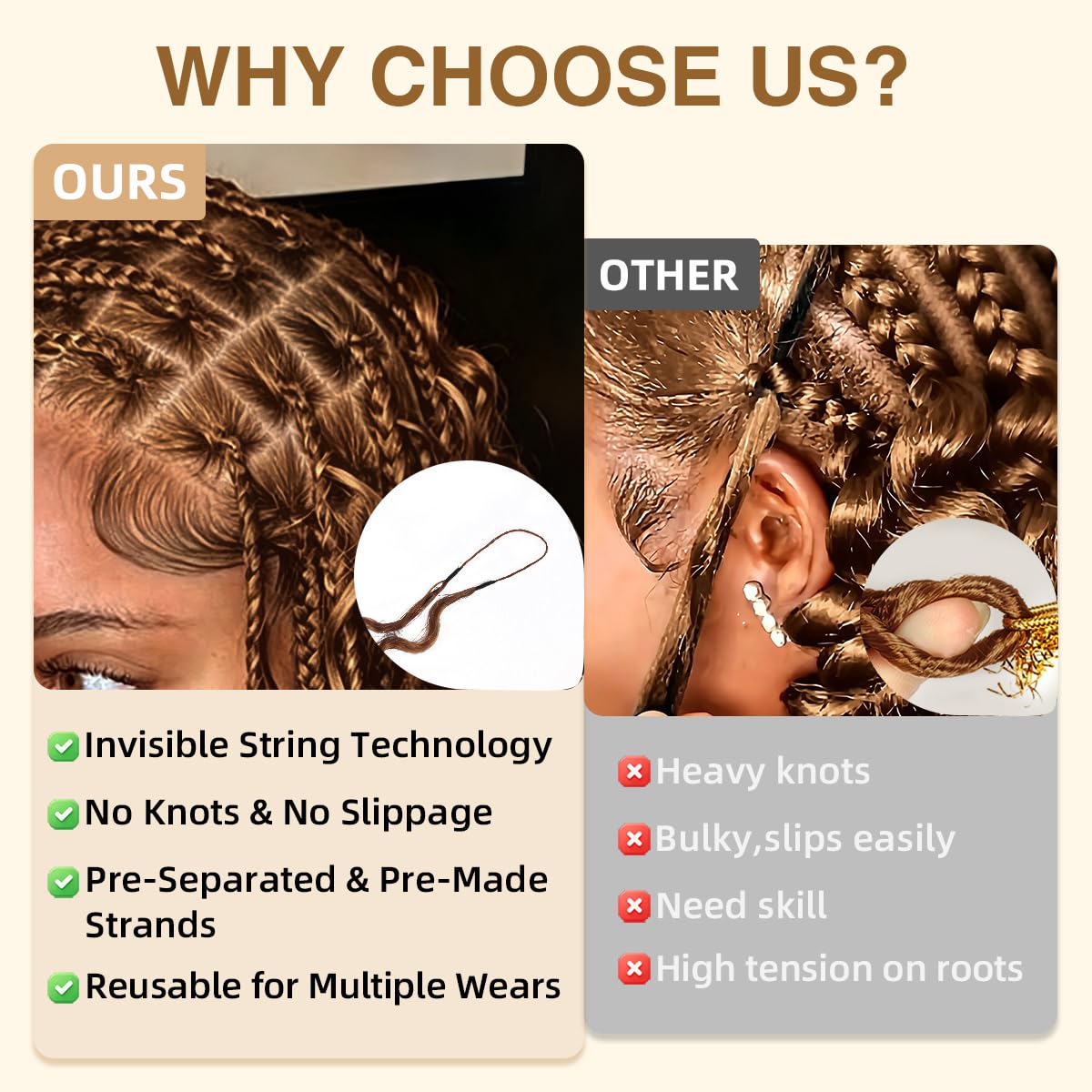 Thumbnail 3 de Human Crochet Hair for Black Women — 18 Inch Water Wave Bundles, Pre-Separated 50 Strands, 60g, Knotless Invisible Miracle Knots
