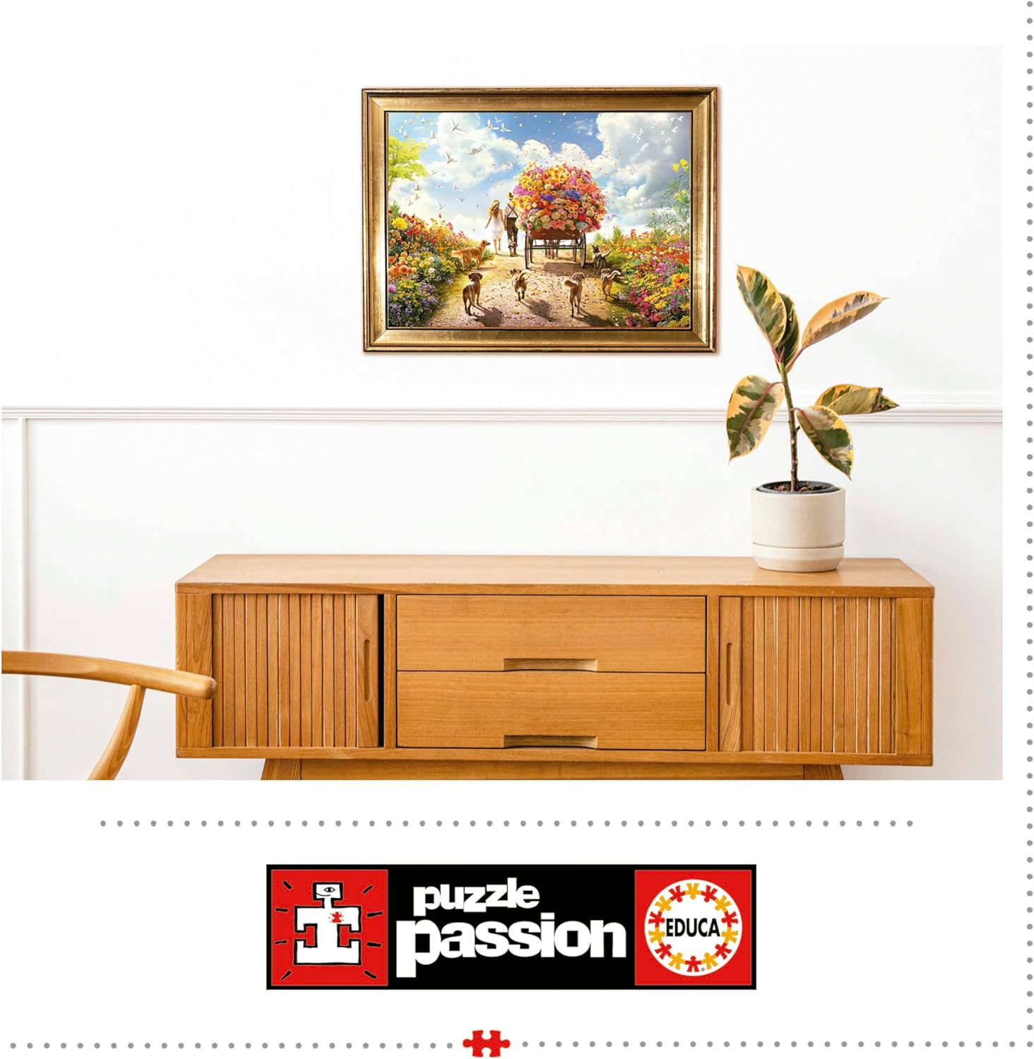 Thumbnail 4 de Educa Puzzle mit 1000 Teilen für Erwachsene – Blumenkutsche, 68 x 48 cm inkl. FixPuzzle Kleber