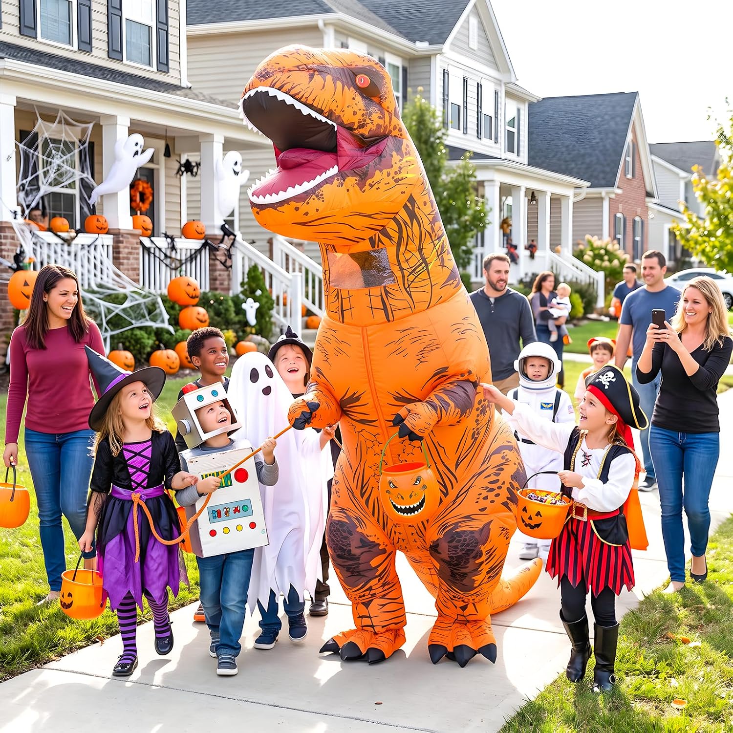 Detalle de MASTAOUTDOOR Inflatable T-Rex Costume for Adults, Full-Body Halloween Suit