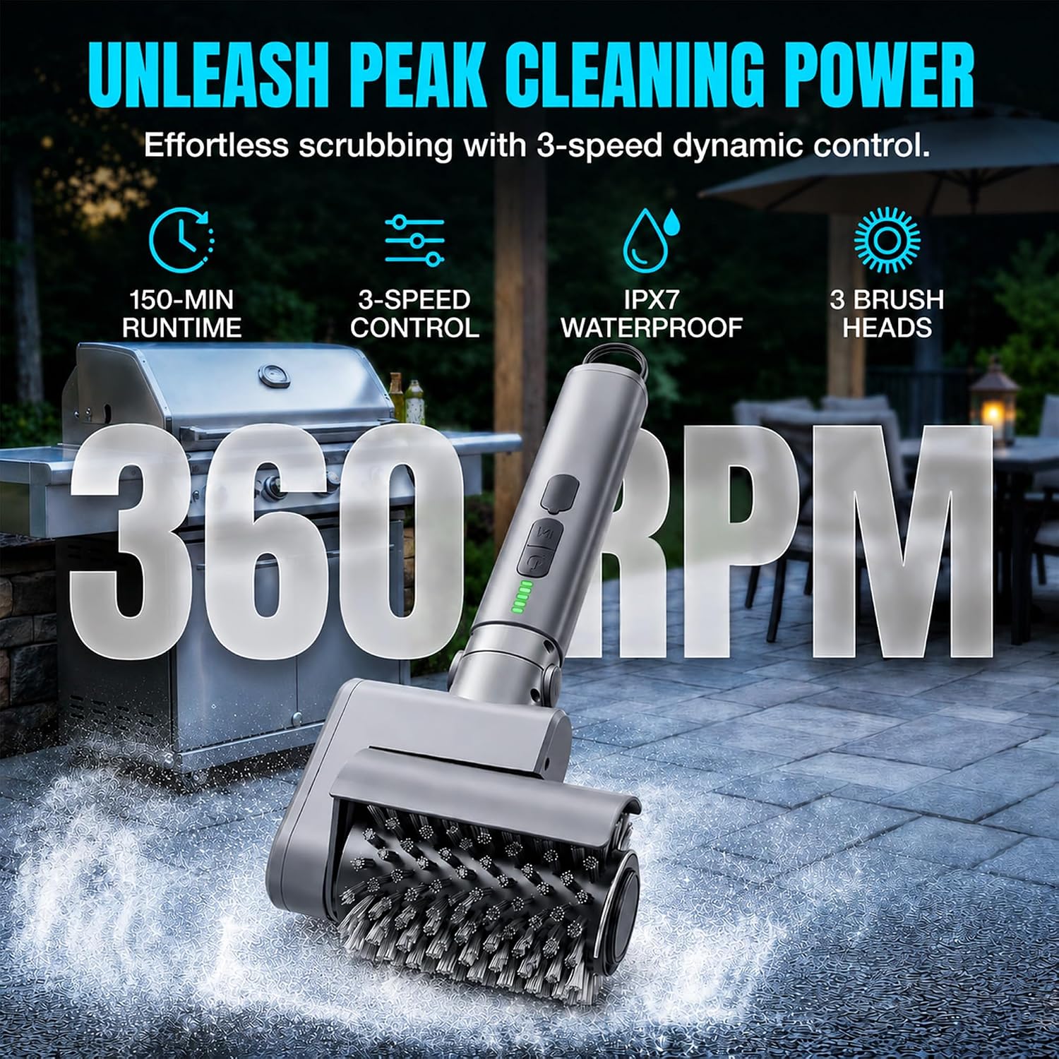 Detalle de 2026 Upgraded Electric Grill Brush Cordless – 3-in-1 Rotary BBQ Cleaner