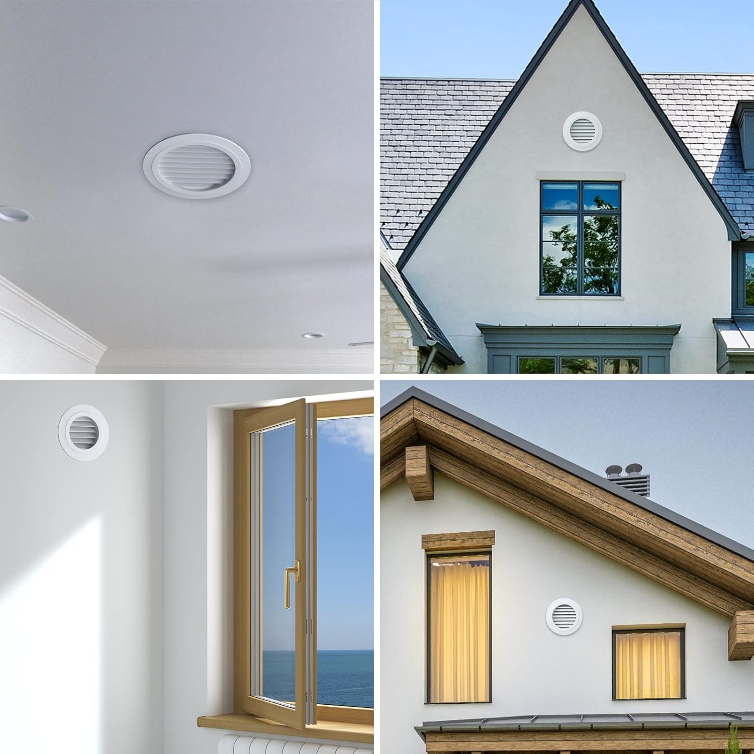 Thumbnail 4 de Hon&Guan griglia di ventilazione rotonda da 120 mm con zanzariera (bianco) per condizionatore, bagno e garage