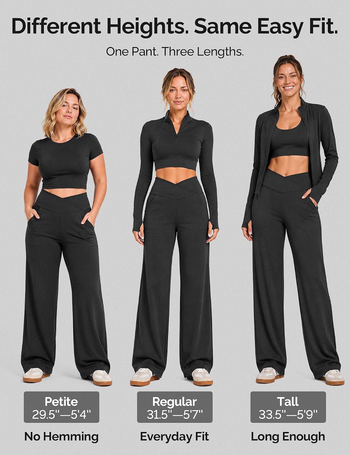 Detalle de Yogaration Wide Leg Yoga Pants for Women, Crossover High Waisted – 29/31/33 Inch Inseams