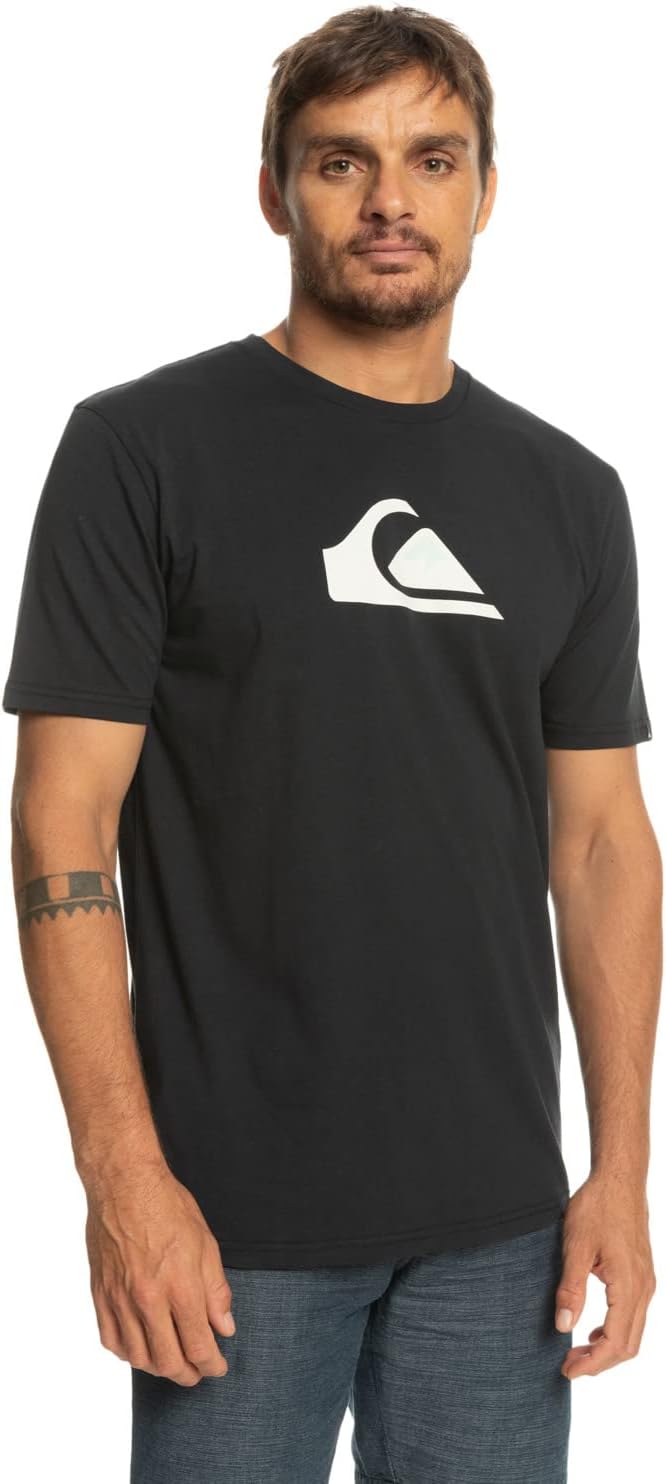 Detalle de Quiksilver Comp Logo – T‑shirt manica corta da uomo, nera