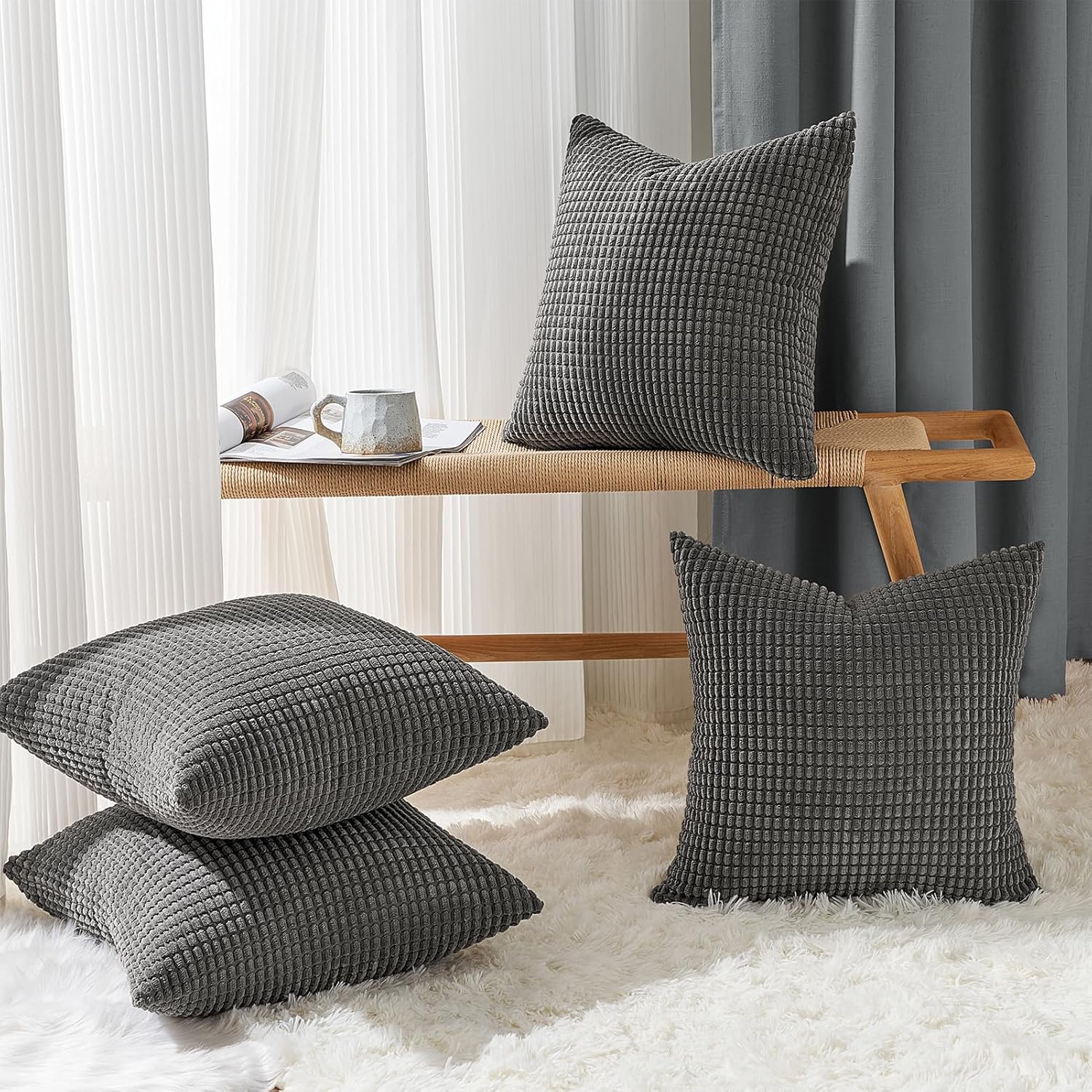 Detalle 2 de Topfinel Kissenbezug 45x45, 4er Set