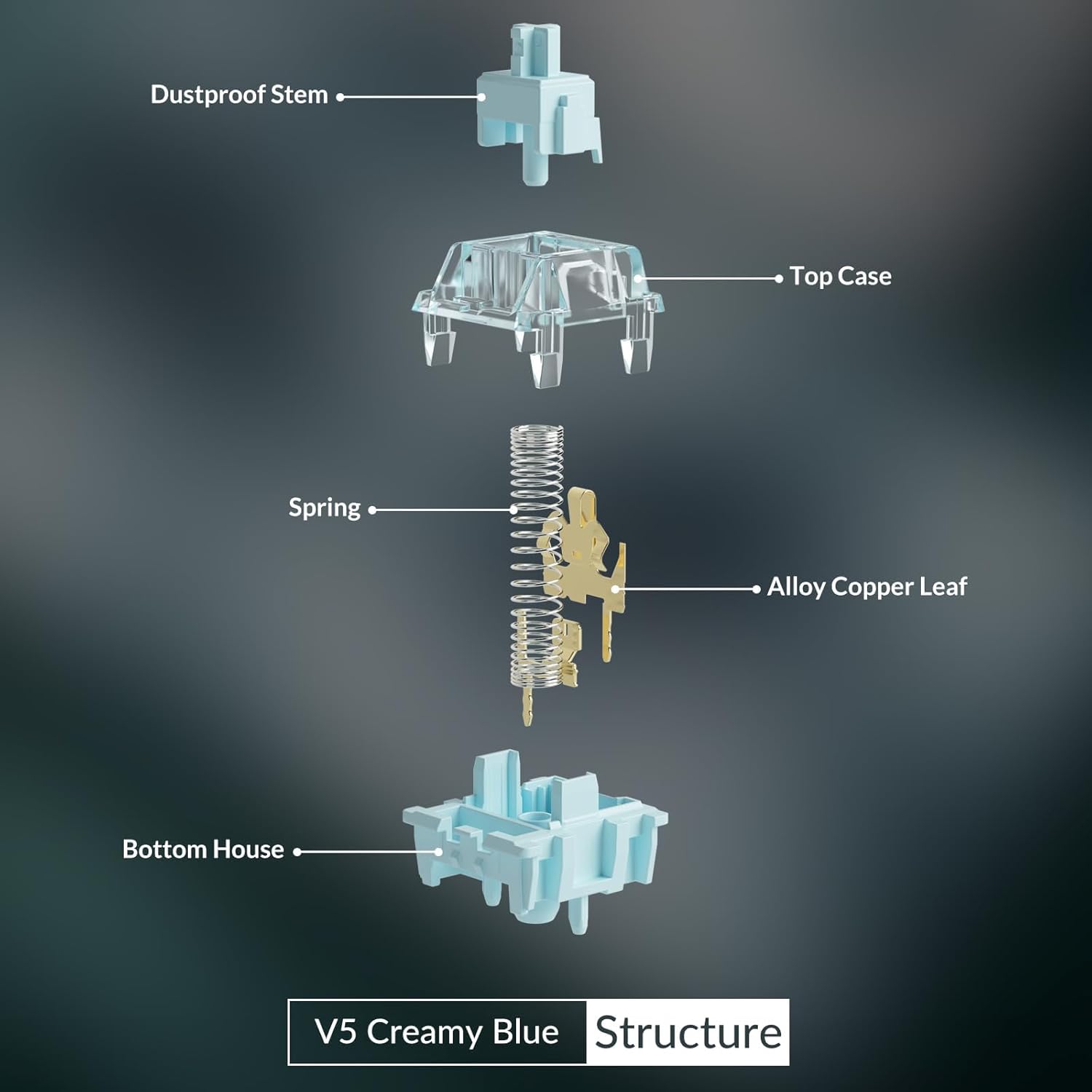 Thumbnail 6 de Akko V5 Creamy Blue Tastaturschalter (MX-Style, taktil, 5-Pin, 45 gf) – für mechanische Gaming-Tastaturen, 45 Stück