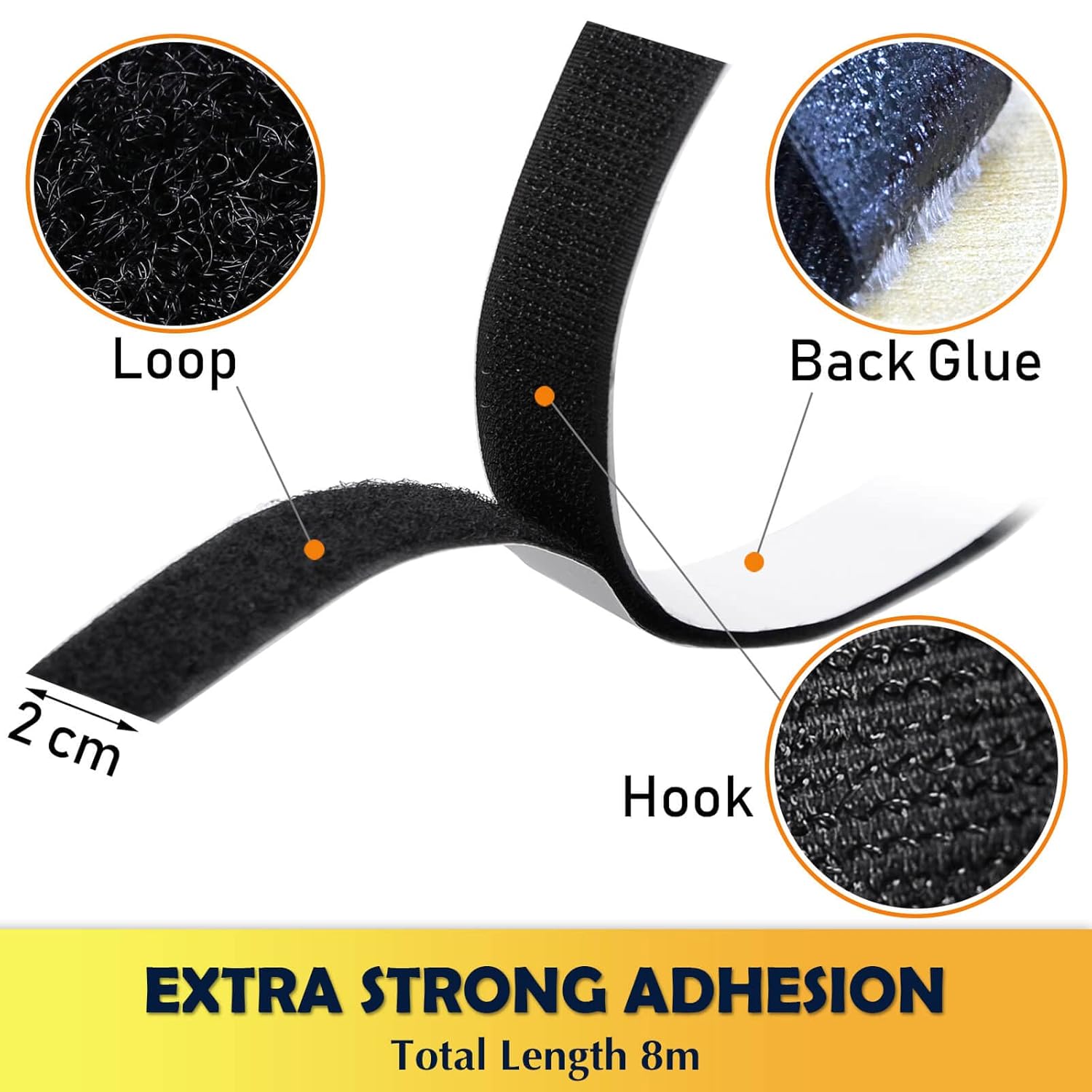 Thumbnail 5 de Fesoar Hook and Loop Strip Tape 20 mm