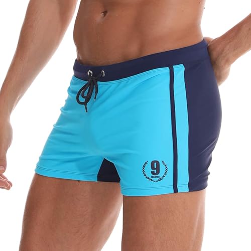 Detalle de Arcweg Badehose Herren Eng Kurz mit Tunnelzug – Blau, UV-Schutz, Größe XL (EU)