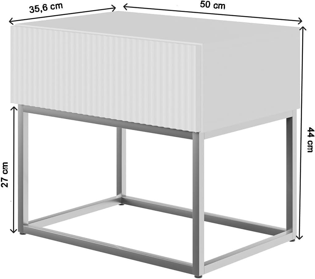 Detalle de Selsey Nachttisch mit Schublade und Lamellenfront, 44 x 50 x 35,6 cm (Schwarz)