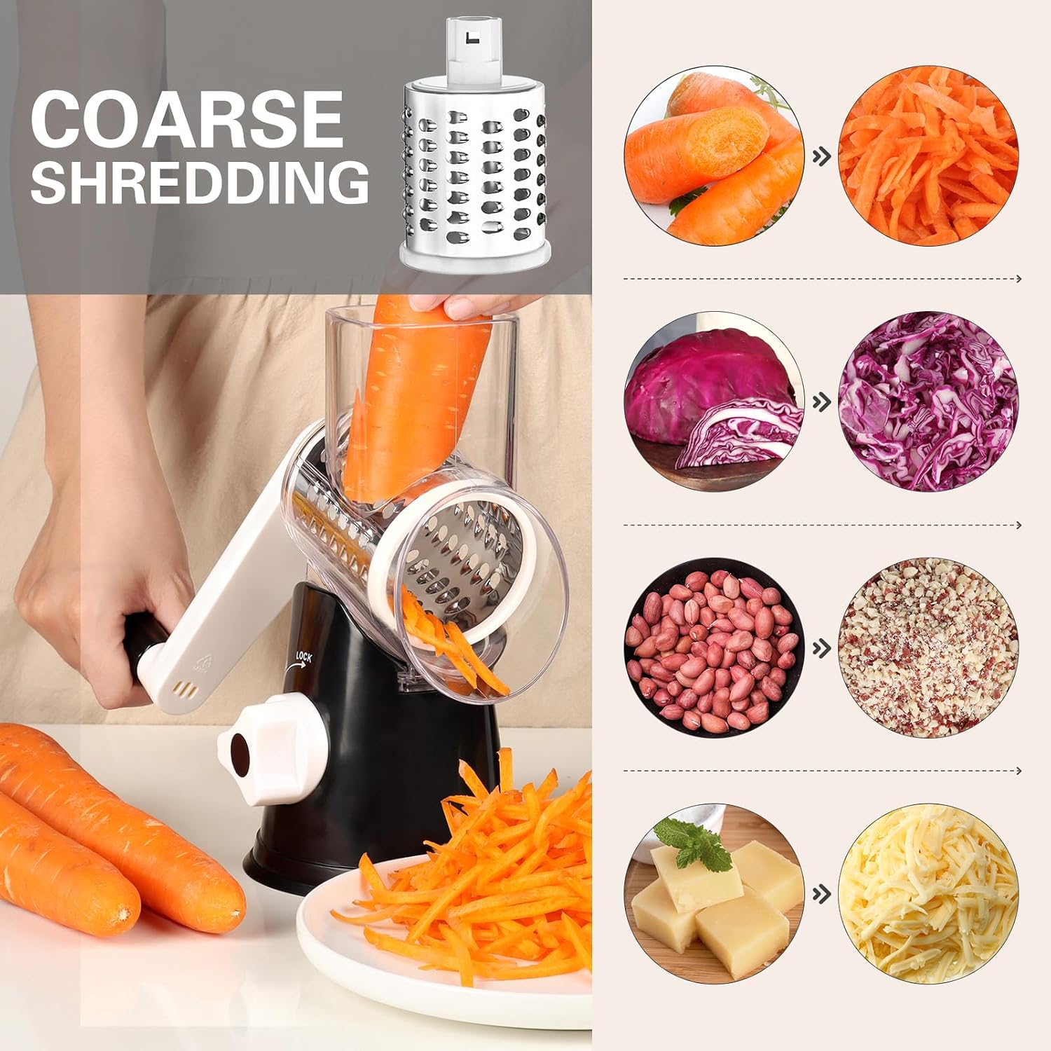 Detalle 2 de Cambom Kitchen Rotary Cheese Grater 3 🧀