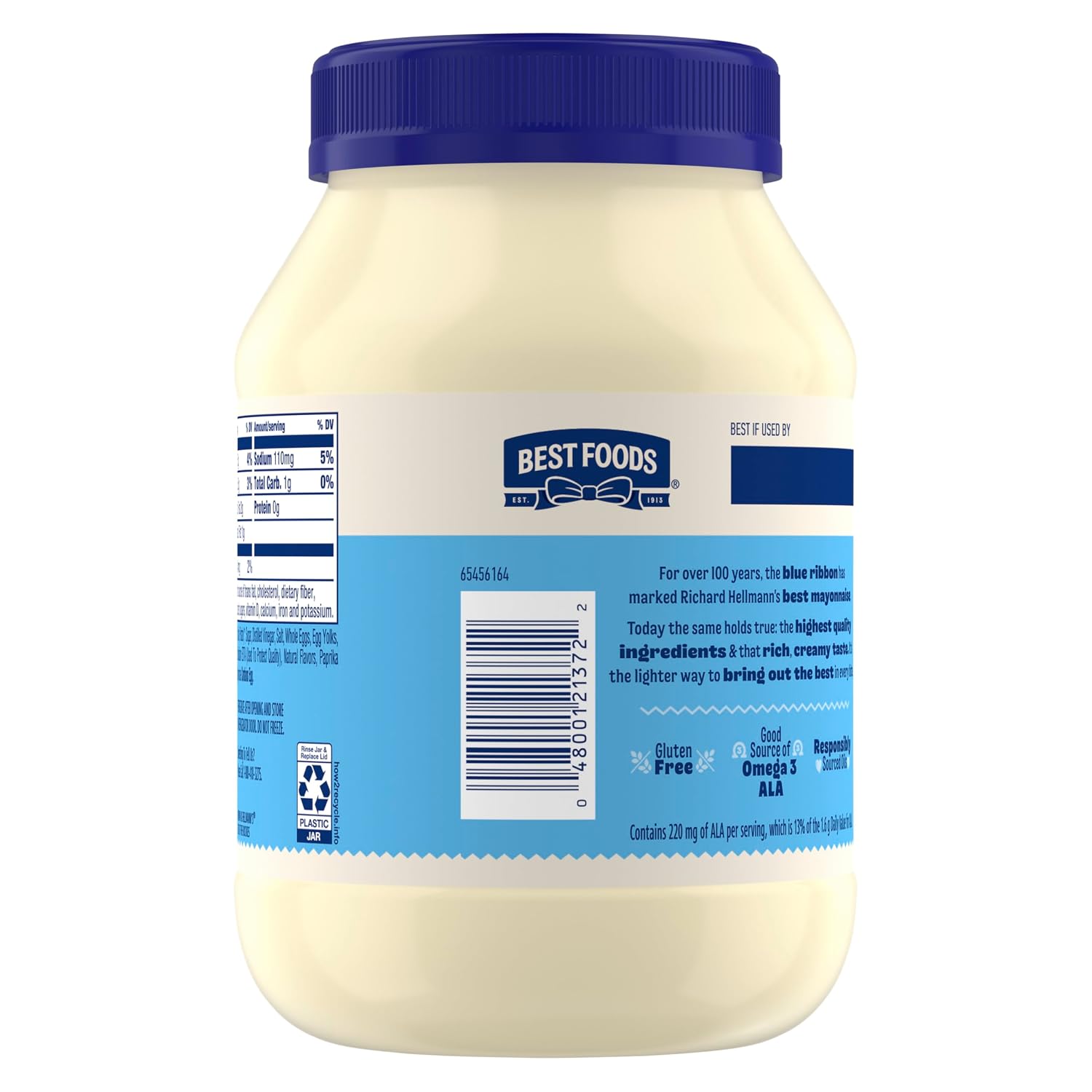 Thumbnail 3 de Best Foods Light Mayonnaise, 30 oz Jar with Cage-Free Eggs and 60% Less Fat and Calories