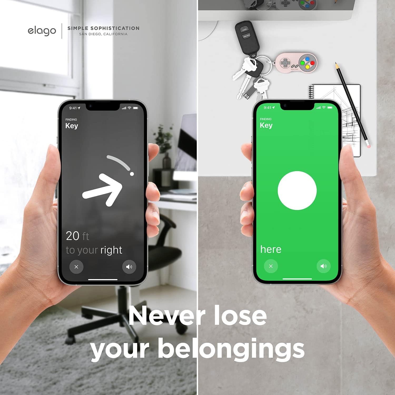 Thumbnail 2 de elago W5 Coque porte-clés compatible AirTag (2e génération & 1re génération) – protection antichute, design rétro