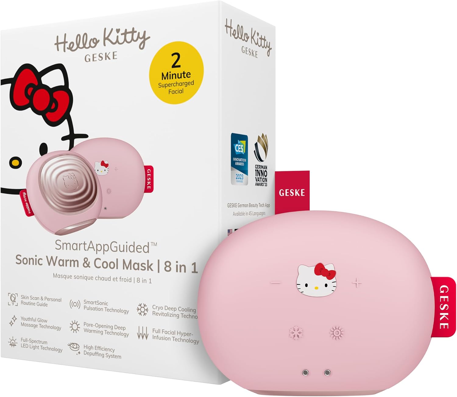 Detalle de GESKE x Hello Kitty SmartAppGuided™ 8 w 1 – soniczna maska LED, ciepło i chłodzenie