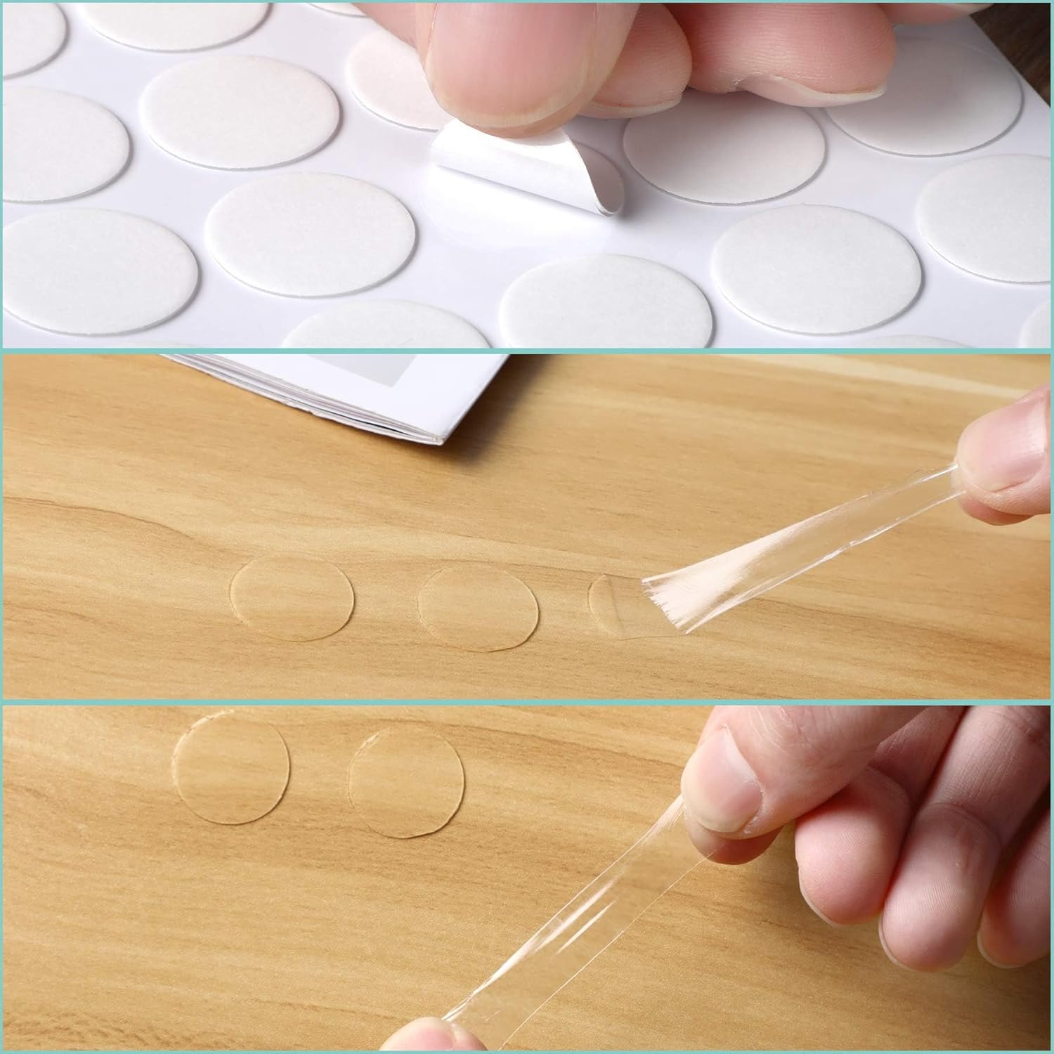 Detalle de JANYUN 280-Piece Clear Sticky Dots, 20 mm Waterproof Double-Sided Putty