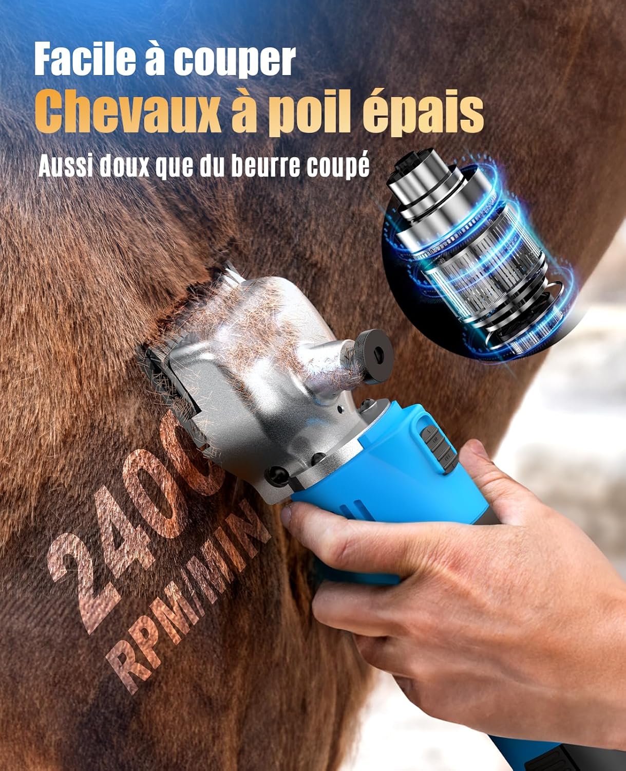 Detalle de Oneisall Tondeuse Cheval Sans Fil à 2 Batteries – Puissante, Ergonomique et Sans Câble