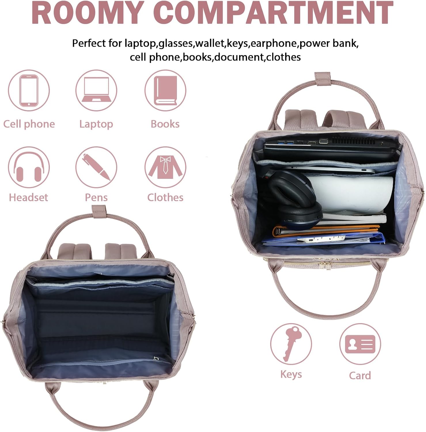 Thumbnail 2 de EMPSIGN Laptop Rucksack Damen 17.3 Zoll – Wasserfest, Rosa