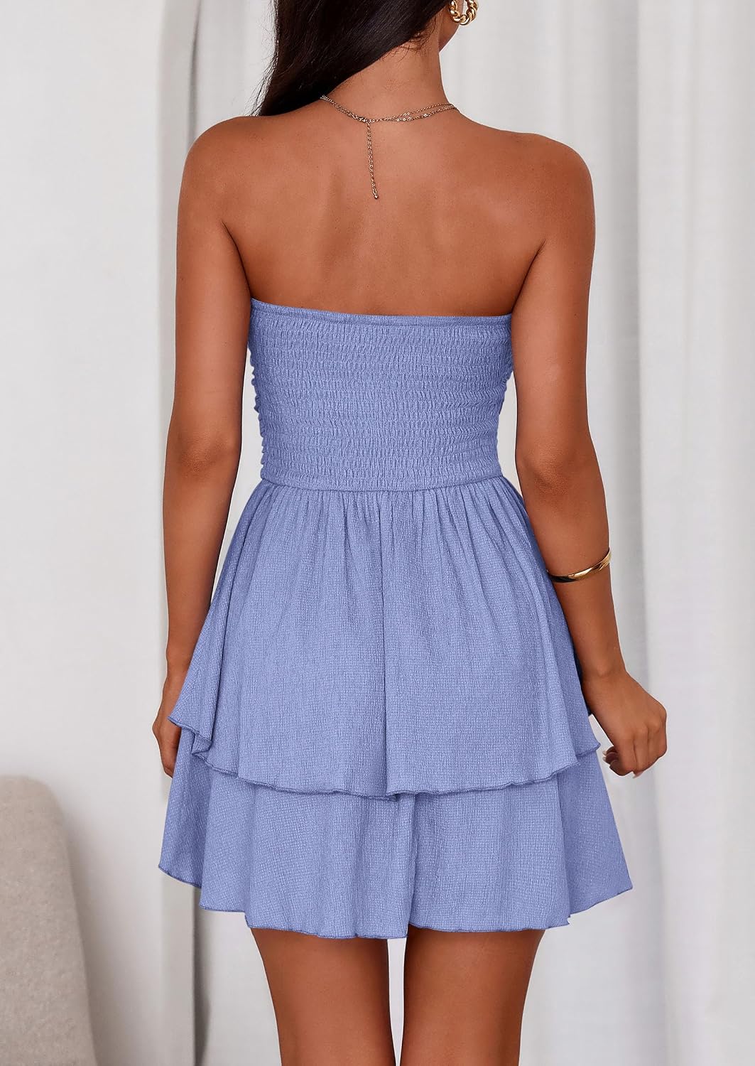 Detalle de PRETTYGARDEN Women's 2026 Summer Strapless Tube Mini Dress