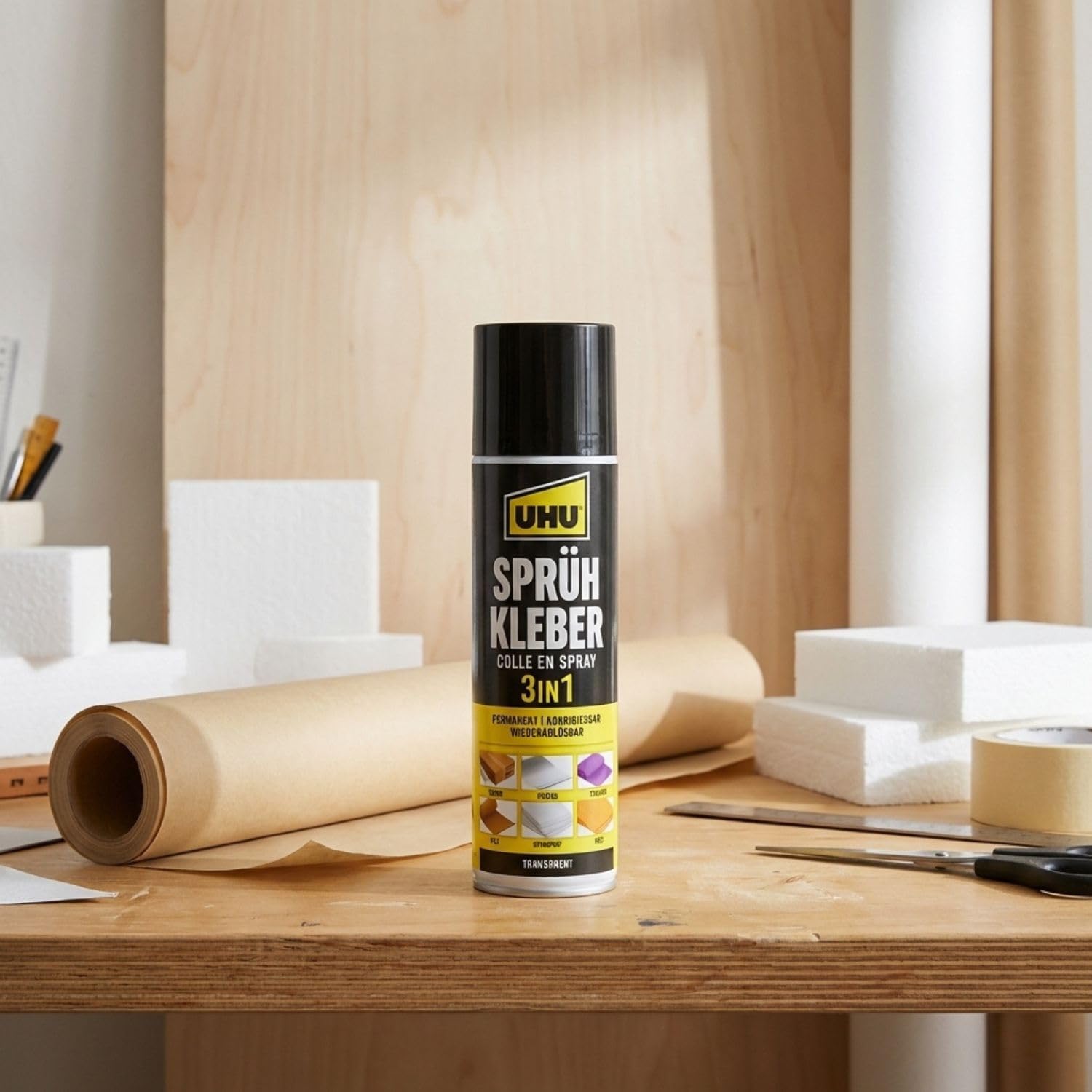 Thumbnail 4 de Uhu 48900 Sprühkleber 3 in 1 Permanent – Korrigierbar und Wiederablösbar, 200 ml