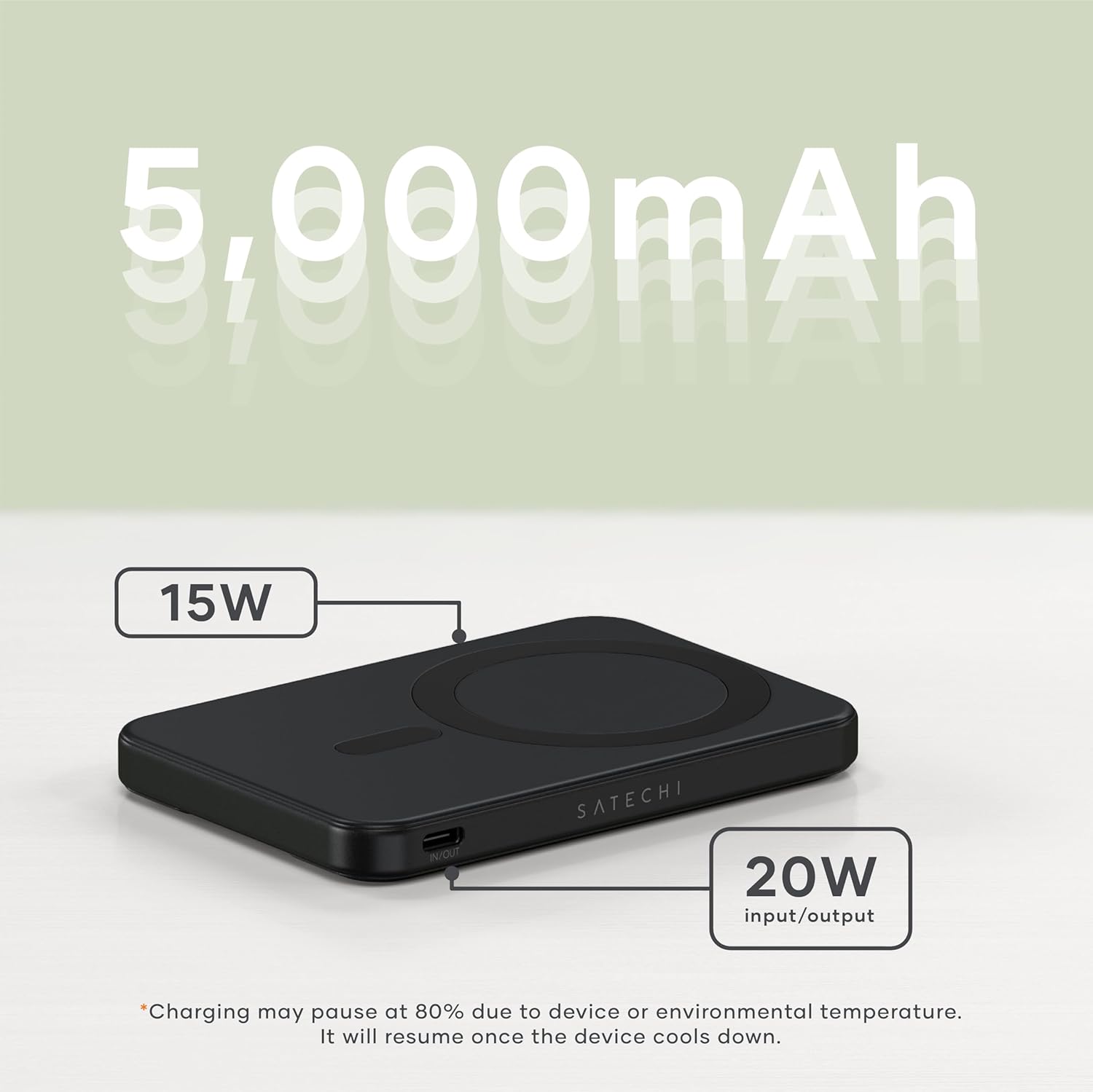 Thumbnail 2 de SATECHI OntheGo™ Batterie Externe MagSafe 5000 mAh (Qi2 15 W) avec support pliable — Noir