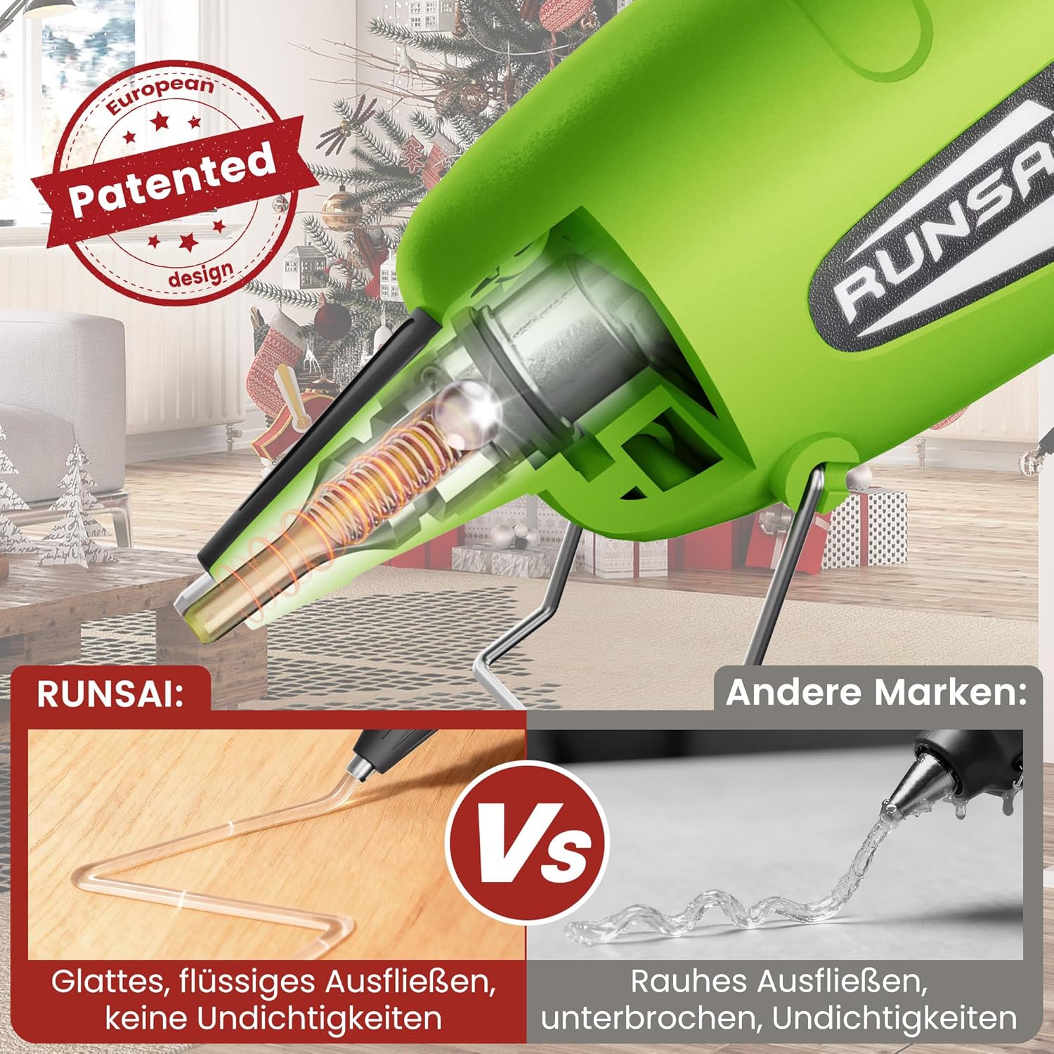 Thumbnail 3 de RUNSAI Heißklebepistole mit 30 Klebepistole Sticks, 7 mm – schnelle Erwärmung & ohne Tropfen