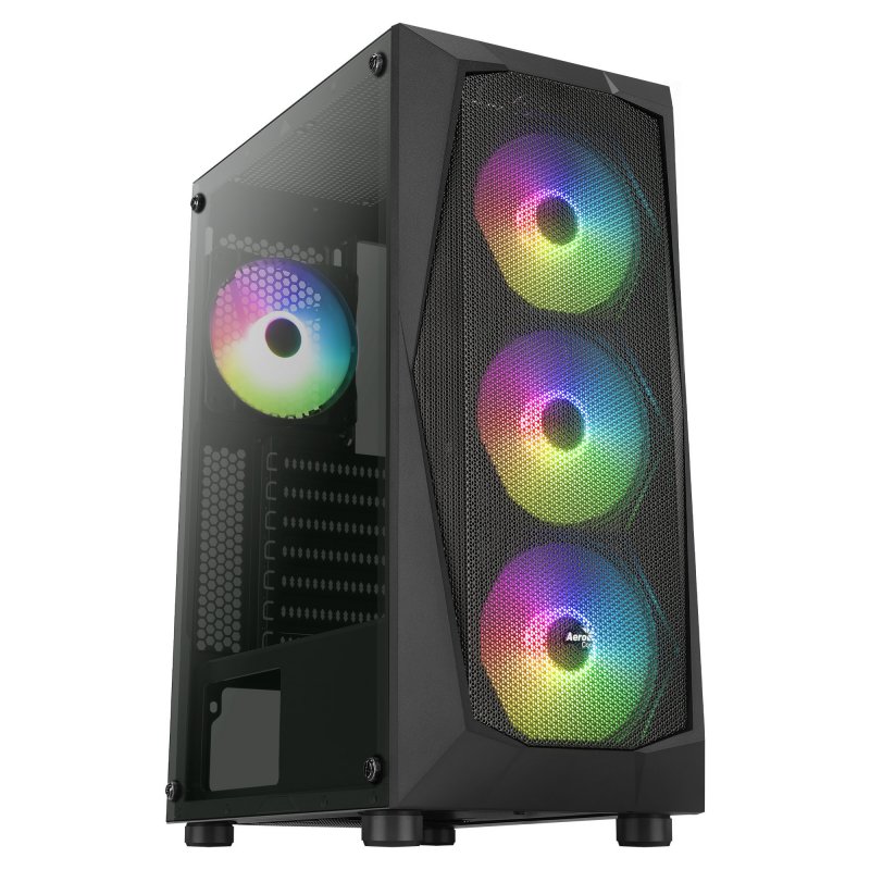 Detalle de Aerocool Falcon ARGB Cristal Templado USB 3.0 Negra: semitorre con flujo de aire y iluminación ARGB