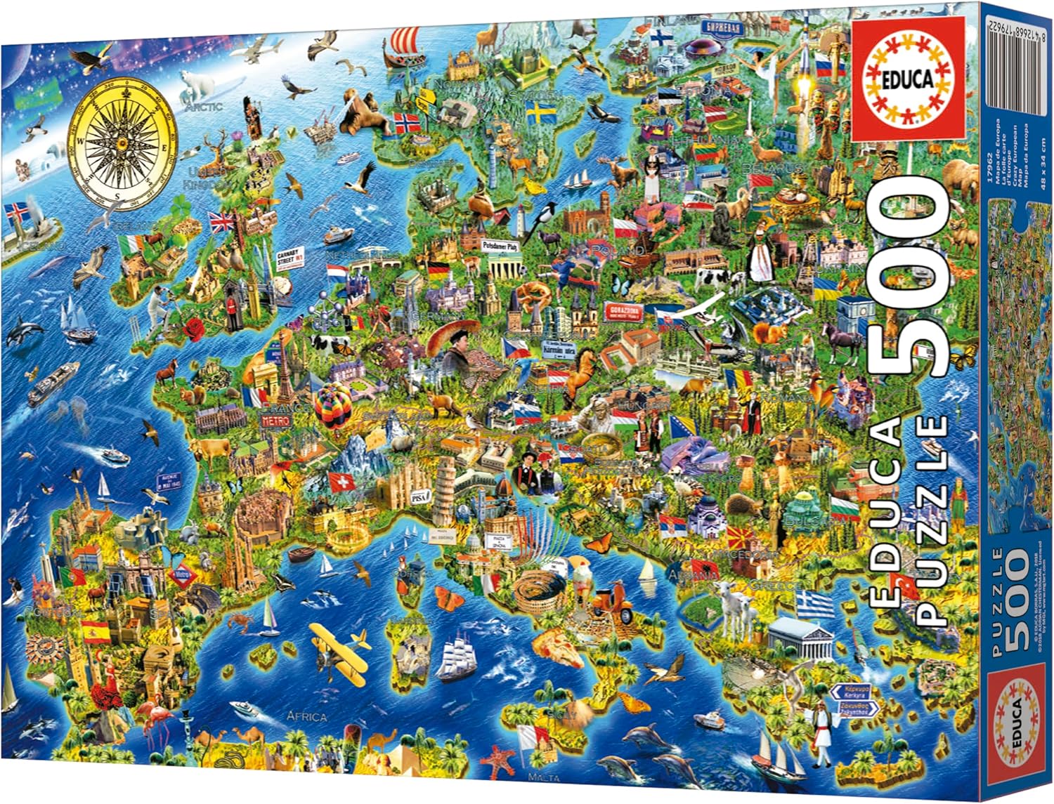 Thumbnail 5 de Puzzle 500 pièces Educa Folle Carte d’Europe — 48 x 34 cm, dès 11 ans
