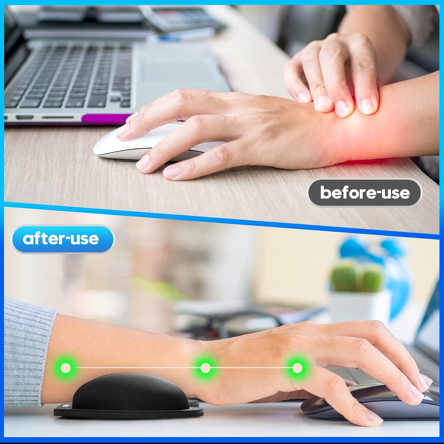 Detalle de TIDALSOIL Mouse Wrist Rest 2-Pack: Ergonomic Support with Anti-Slip Base