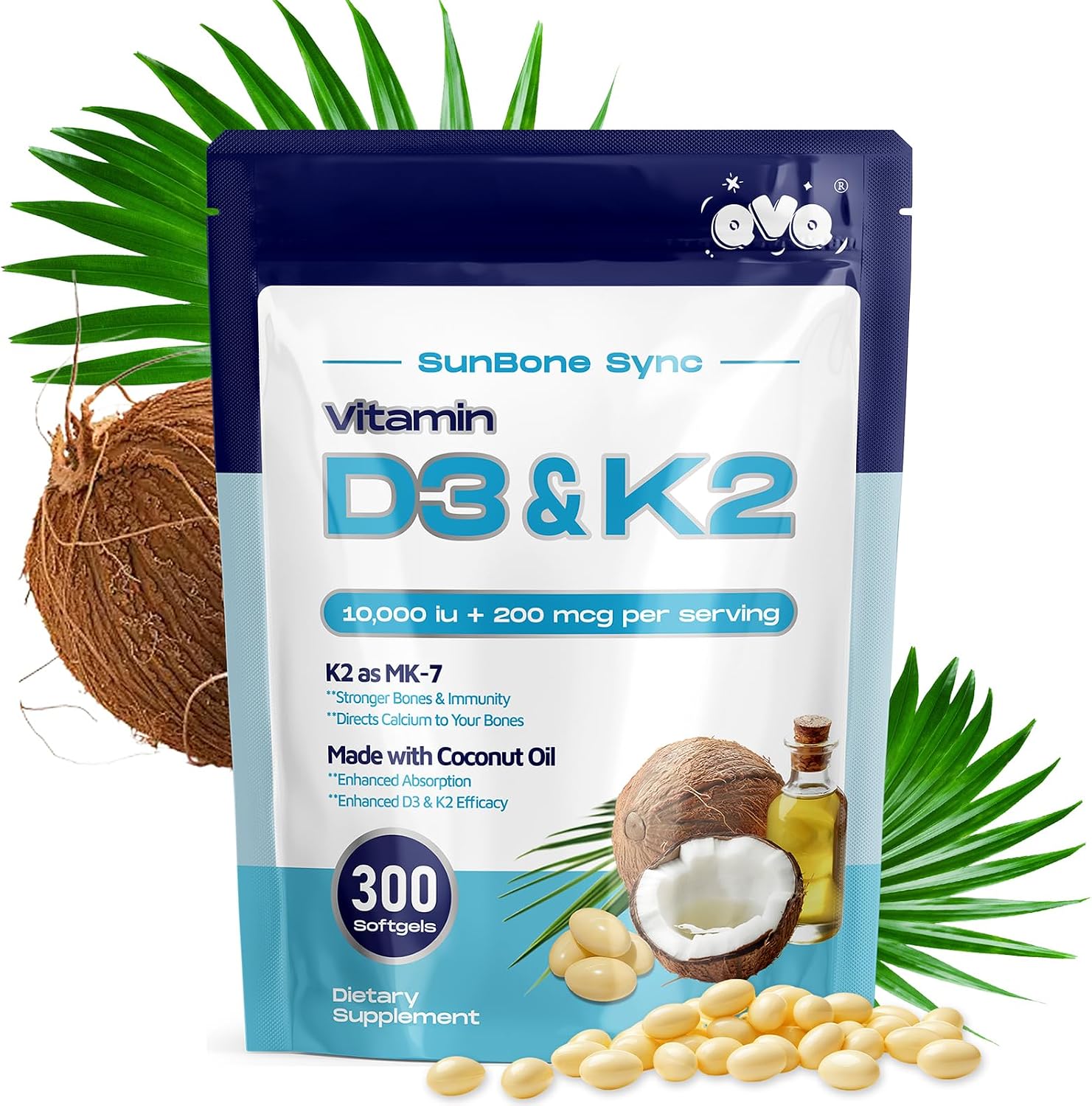 Detalle de QVQ Vitamin D3 + K2 Softgels