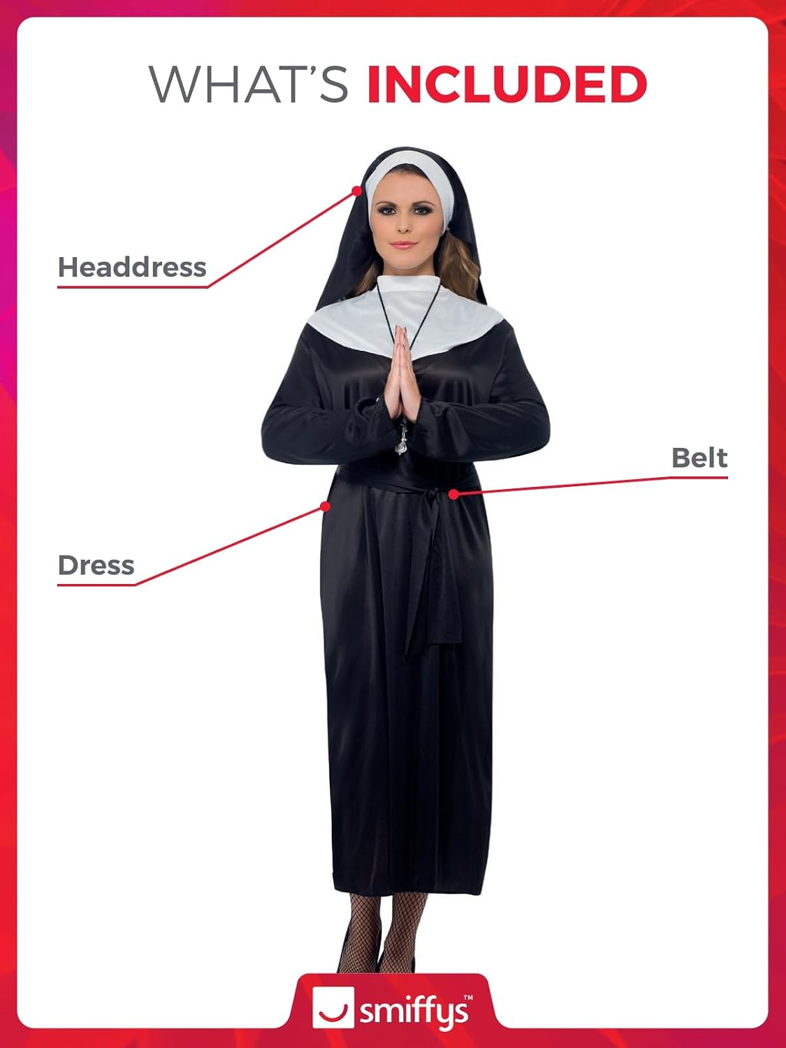 Detalle 2 de Smiffys Nun Costume Dress 40-42" Bust