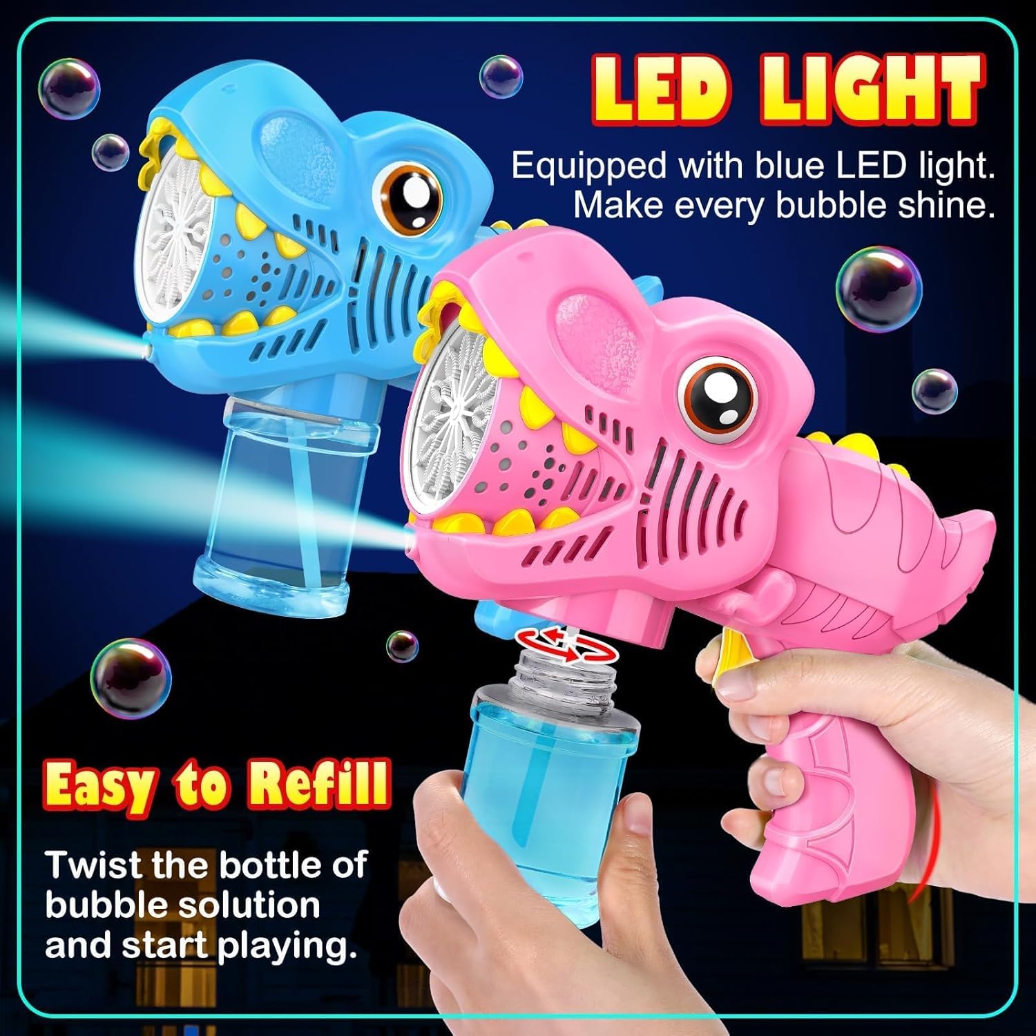 Thumbnail 2 de Yunaking Bubble Machine Gun 2-Pack: Rechargeable Dinosaur Toy for Kids Ages 4–8
