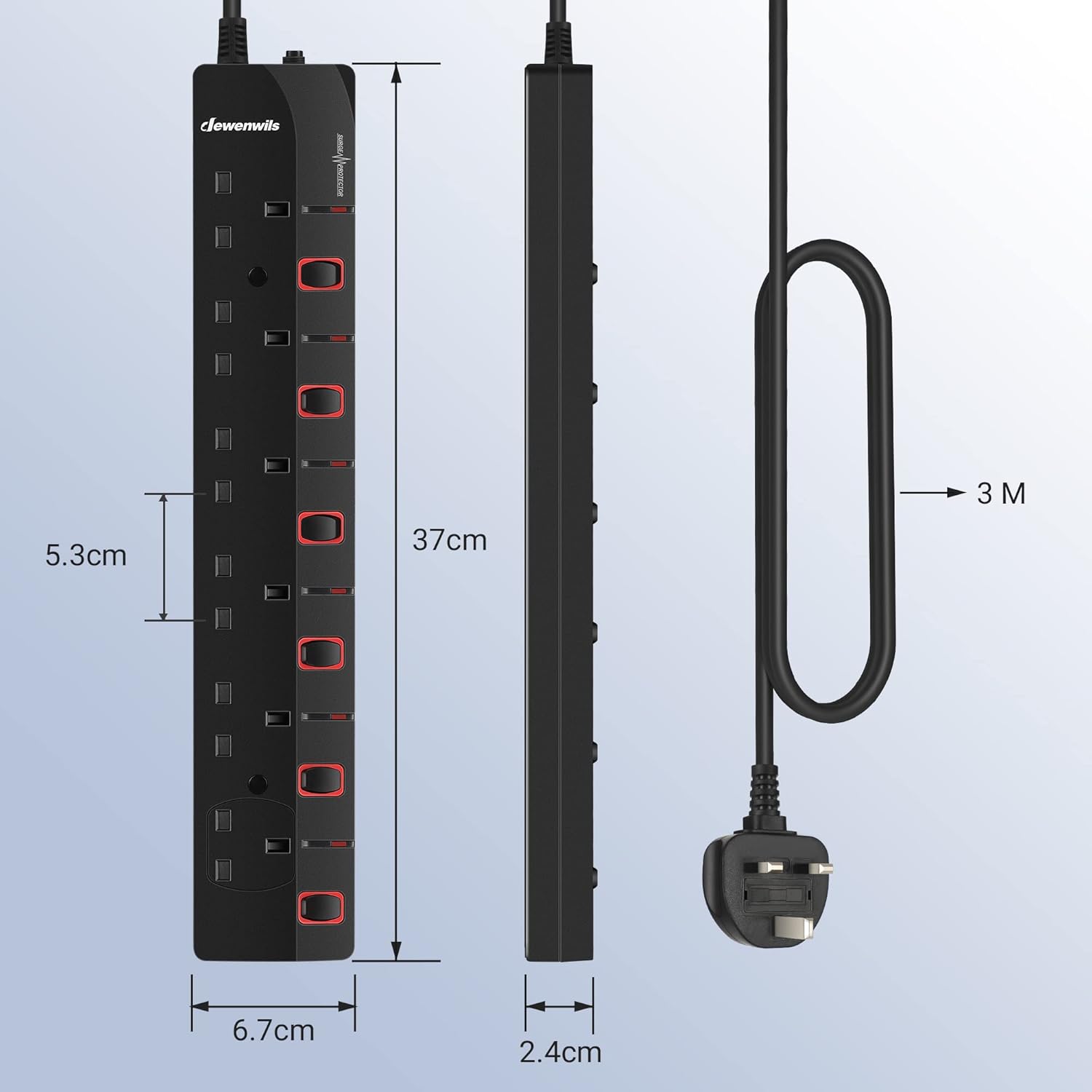 Thumbnail 6 de DEWENWILS 6-Way Surge Protected Power Strip 3M ๐