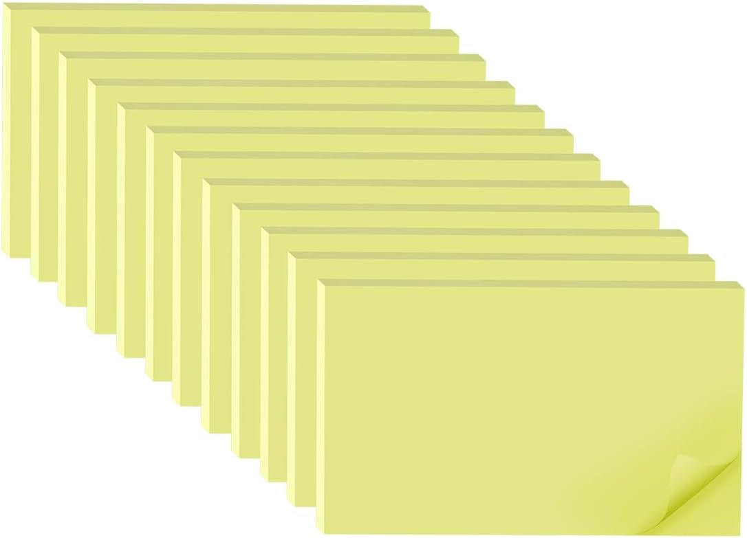 Thumbnail 6 de Wowivy 12 Pack Large Sticky Notes 76 mm x 127 mm (3x5 in) – Bright 6-Colour Self-Stick Pads