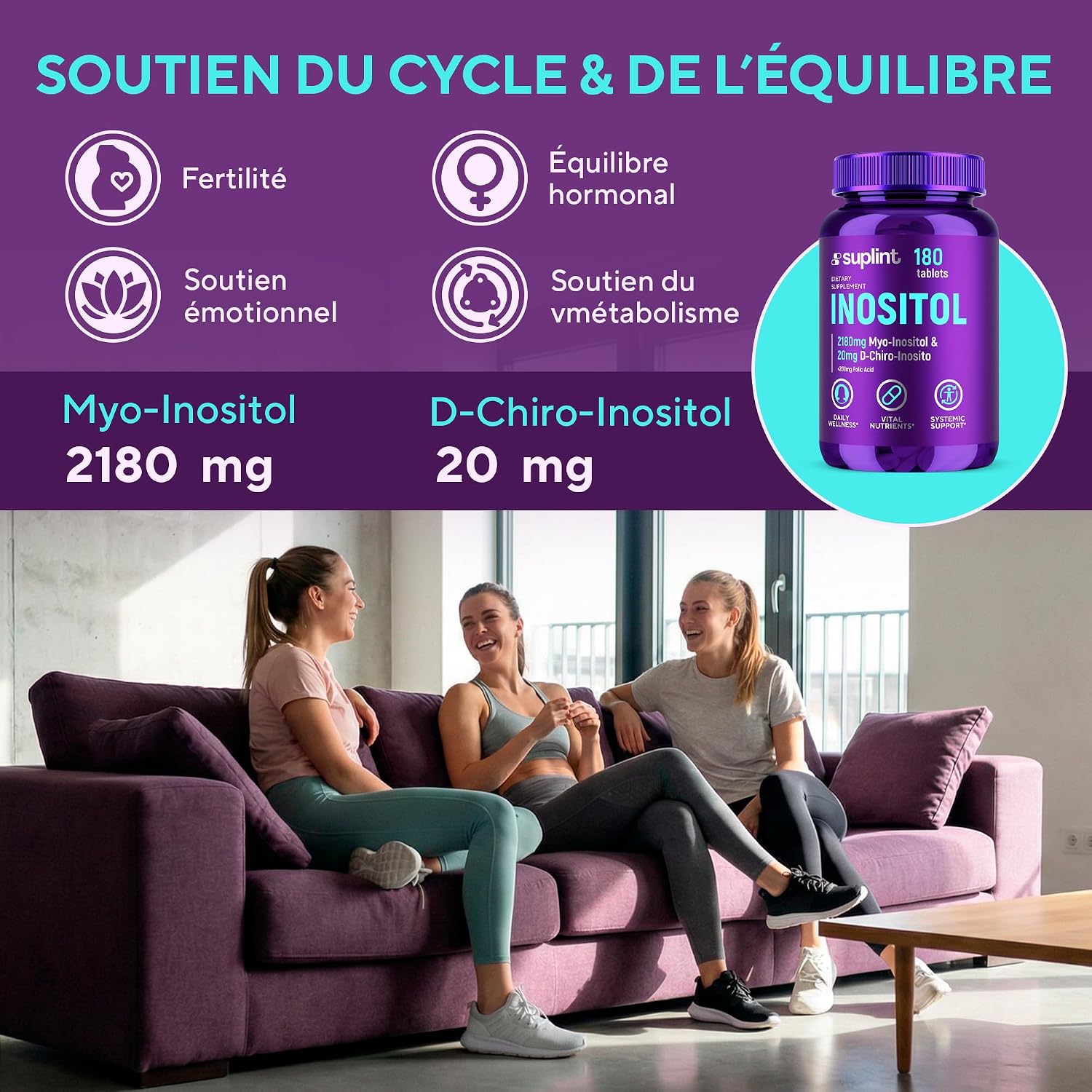 Thumbnail 3 de Complexe d’inositol 2200 mg, 180 comprimés