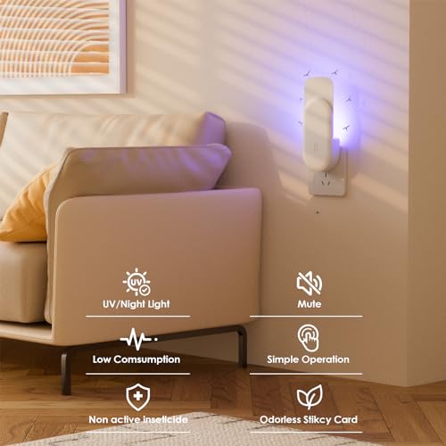 Detalle 2 de TIENBE Flying Insect Trap 2-in-1 Indoor Plug-in: Fruit Fly, Mosquito, and Night Light