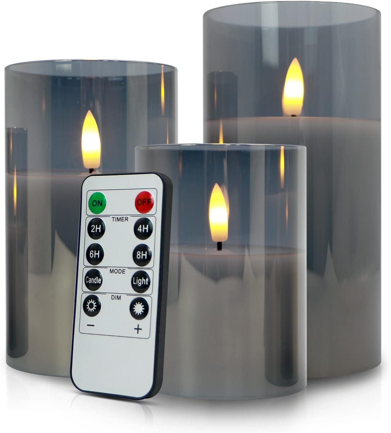 Flameless LED candles with timer, set of 3