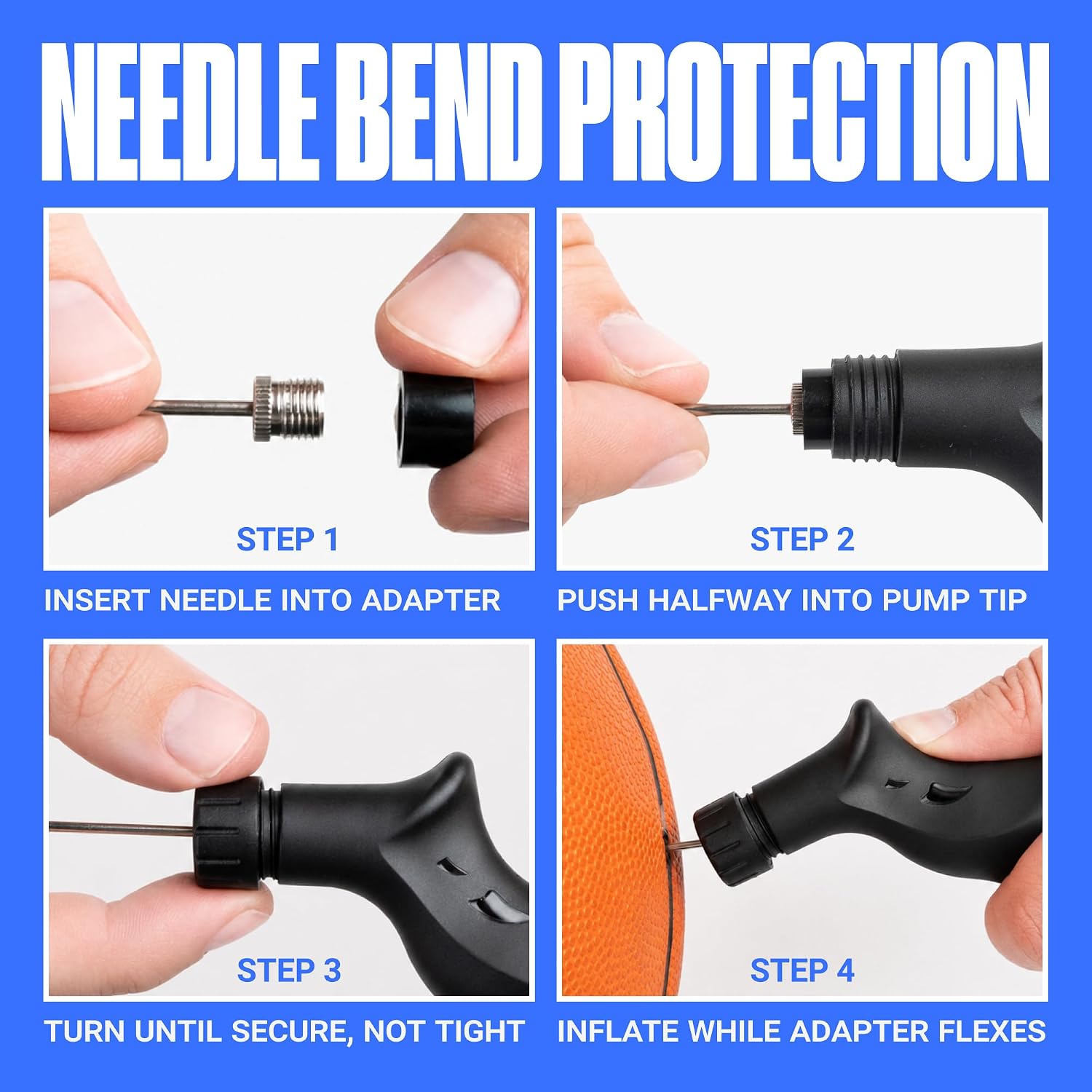Detalle de SPORTBIT Ball Pump for Sports Balls with Push & Pull Inflation — Includes 5 Needles