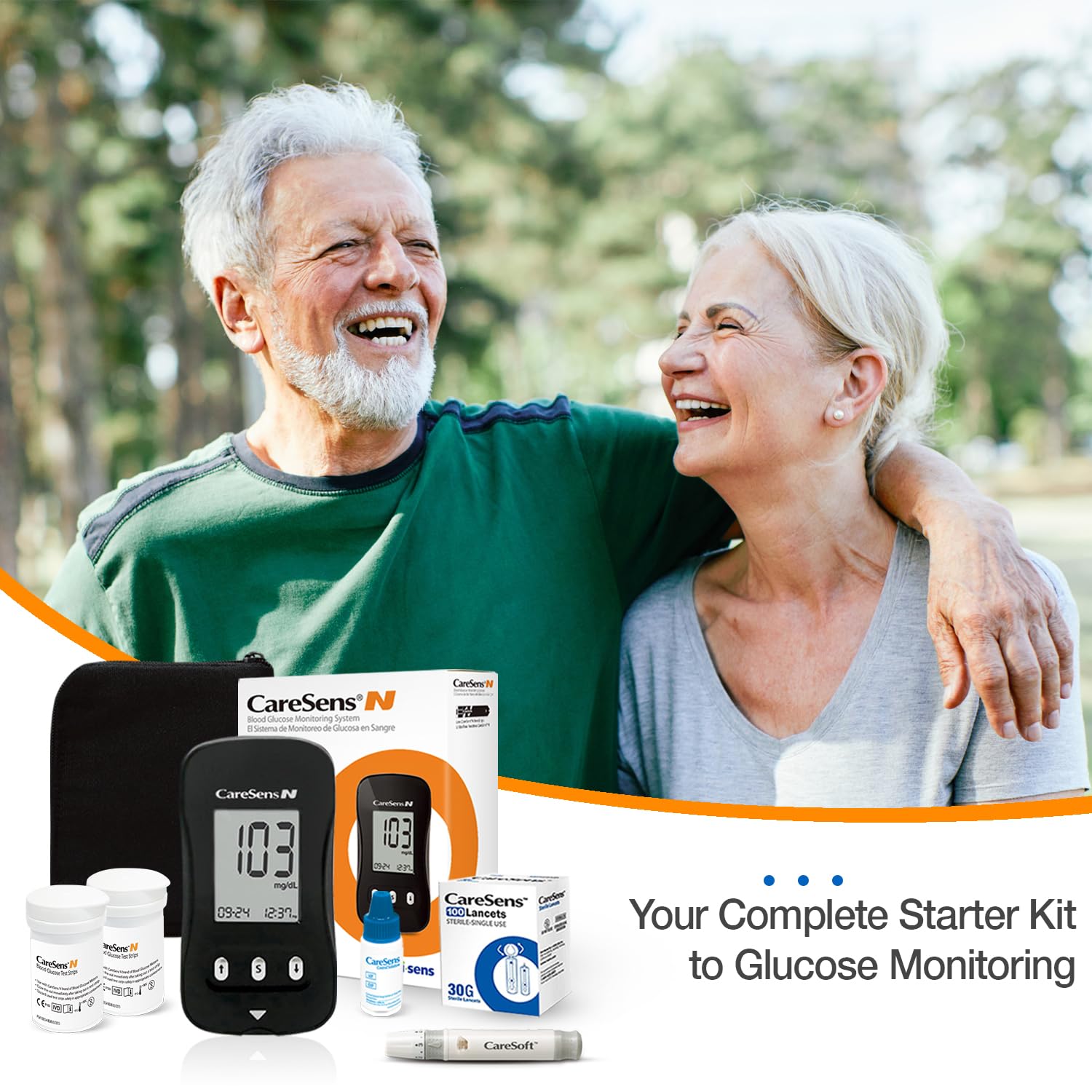 Detalle de CareSens N Starter Kit Blood Glucose Monitor with 100 Test Strips and Lancets