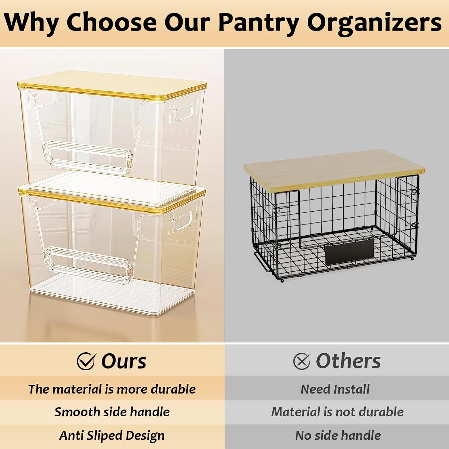 Thumbnail 6 de Delamu 2 Set Pantry Organizers and Storage with Trash Bag Holder and Bamboo Top