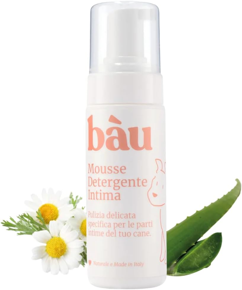 Detalle de Bau Mousse Detergente Intimo per Cani senza Risciacquo con Camomilla e Aloe Bio