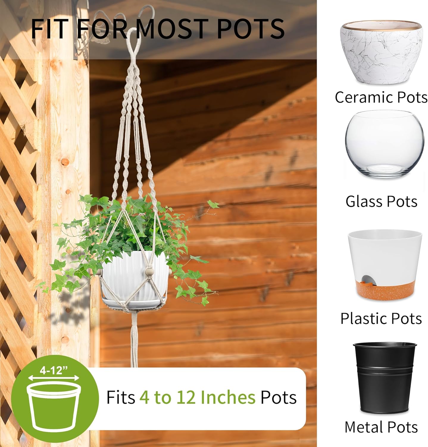Thumbnail 2 de IDEEEPAN Macrame Plant Hanger 44 Inch