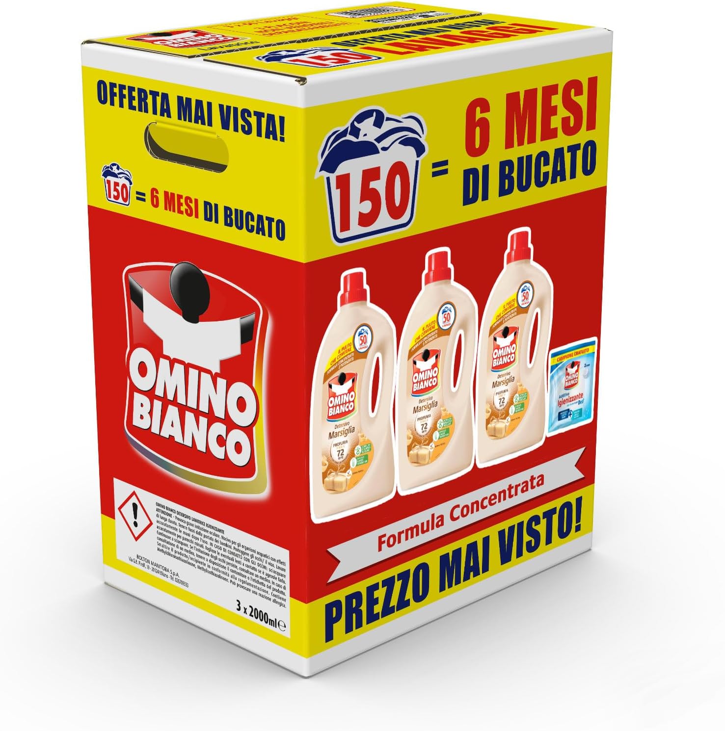 Thumbnail 5 de Omino Bianco Detersivo Lavatrice Liquido 150 Lavaggi + Campione Igienizzante: profumo intenso e tessuti protetti