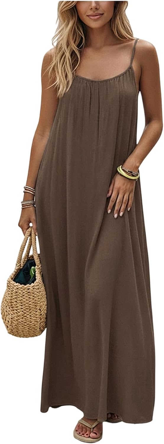 Detalle de SHENHE Women's Open Back Spaghetti Strap Beach Maxi Dress
