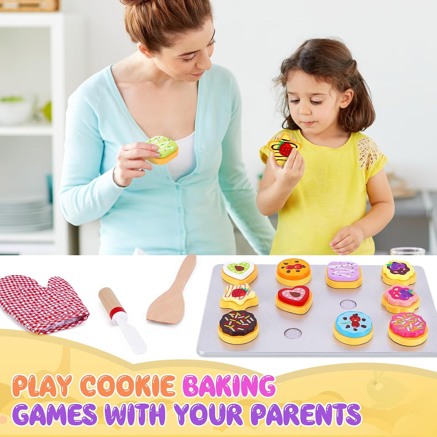 Thumbnail 6 de Wooden Cookie Play Food Set with 12 Cookies