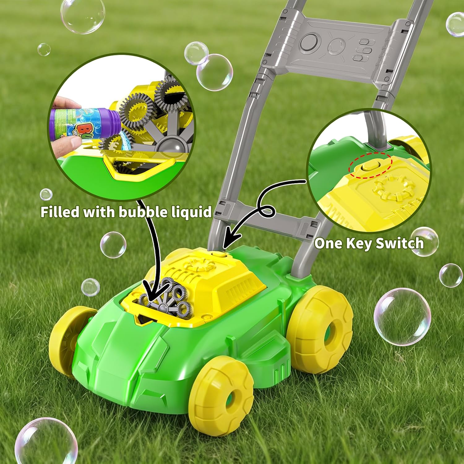 Thumbnail 1 de WOANZZ Bubble Lawn Mower for Toddlers (1-3) – Auto Bubble Blower with Music, 30-Piece Gift Set
