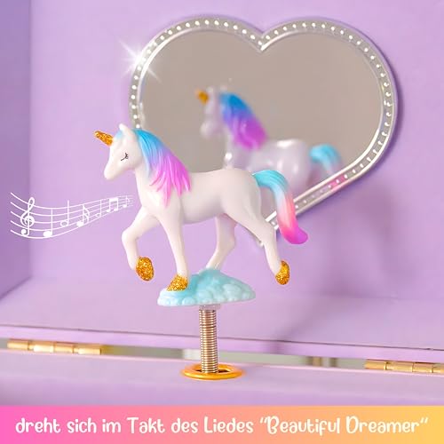 Detalle 2 de Giggle & Honey Schmuckkästchen Mädchen Musik Box & Einhorn – Magische Einhorn-Spieluhr mit Schmuckkasten