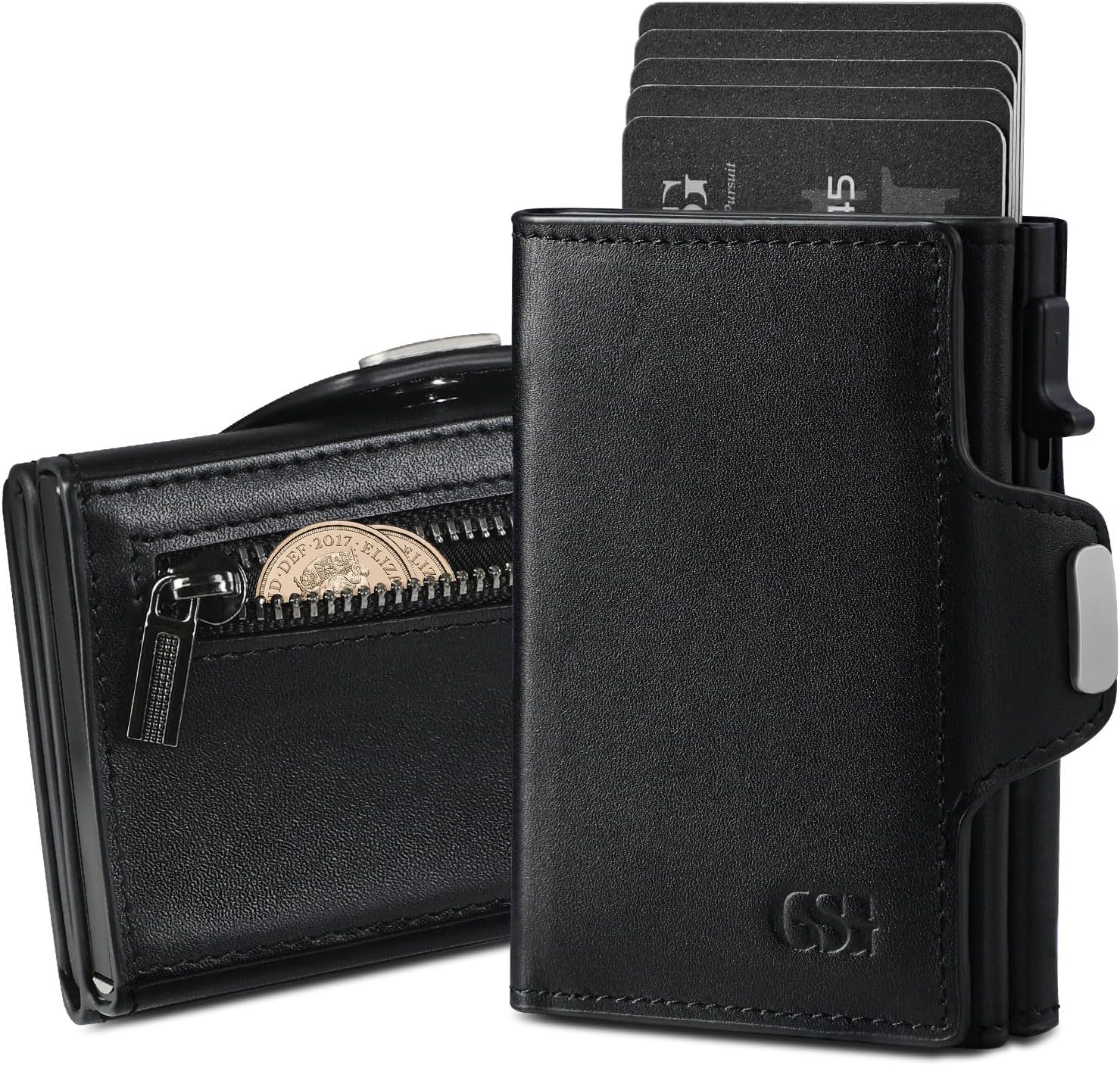 Detalle de GSG SINCE 1998 Leather RFID Blocking Pop Up Card Holder Slim Wallet