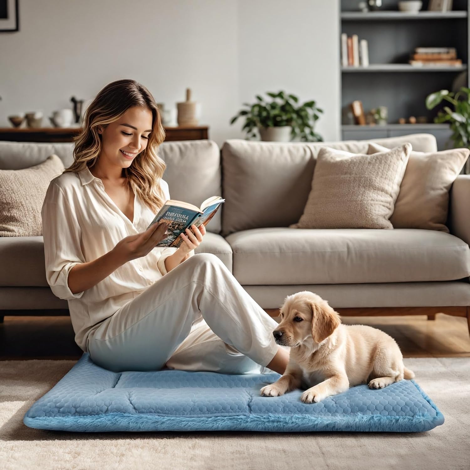 Thumbnail 6 de BVAGSS Dog Bed Mat (Reversible) Crate Pad – Washable Cool & Warm Kennel Pad, 76x50cm, Blue (XH080)