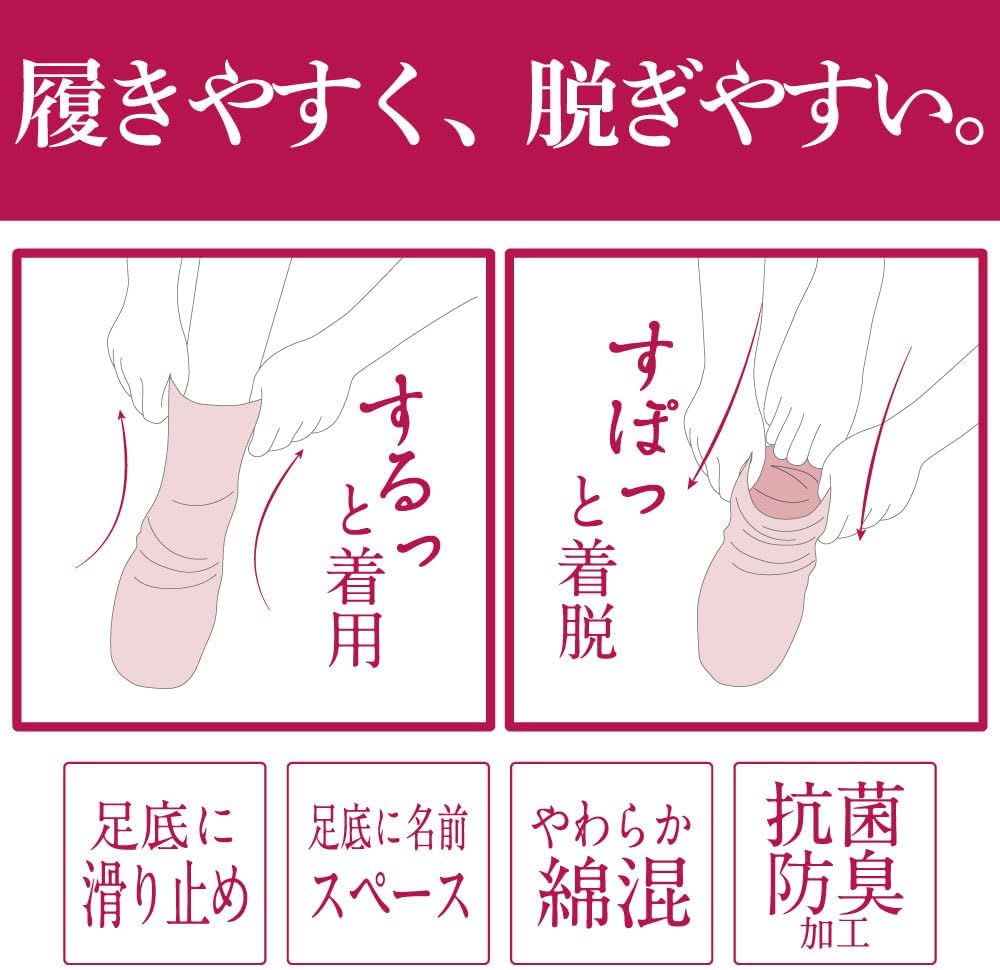 Thumbnail 5 de グンゼ 快適工房 GQY754 滑り止め付きクルー丈ソックス 22.0〜24.0cm レディース・名前欄付き