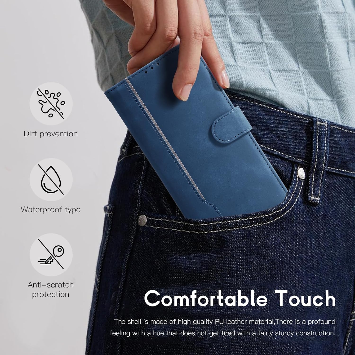 Detalle de AsWant Cover per Honor 400, Custodia Libro Premium in PU con Blocco Magnetico e Funzione Stand (Blu)